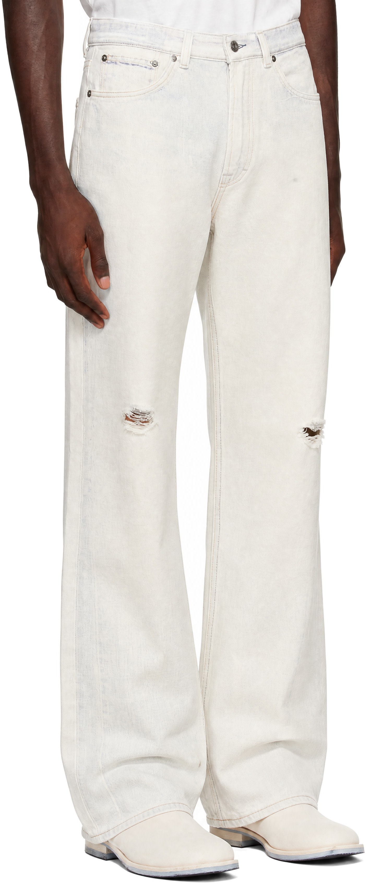OUR LEGACY - Off-White & Blue Third Cut Jeans