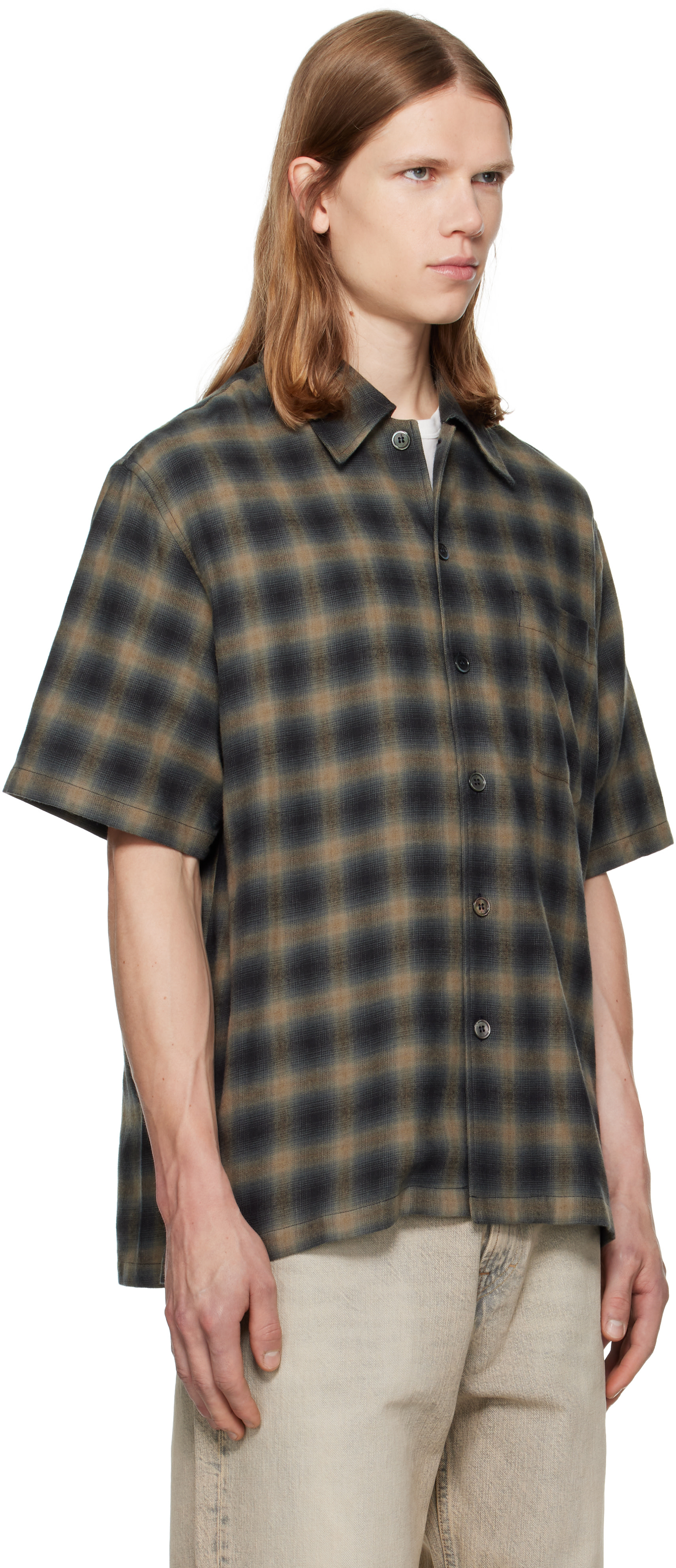 OUR LEGACY: Khaki & Navy Every Shortsleeve Shirt | SSENSE