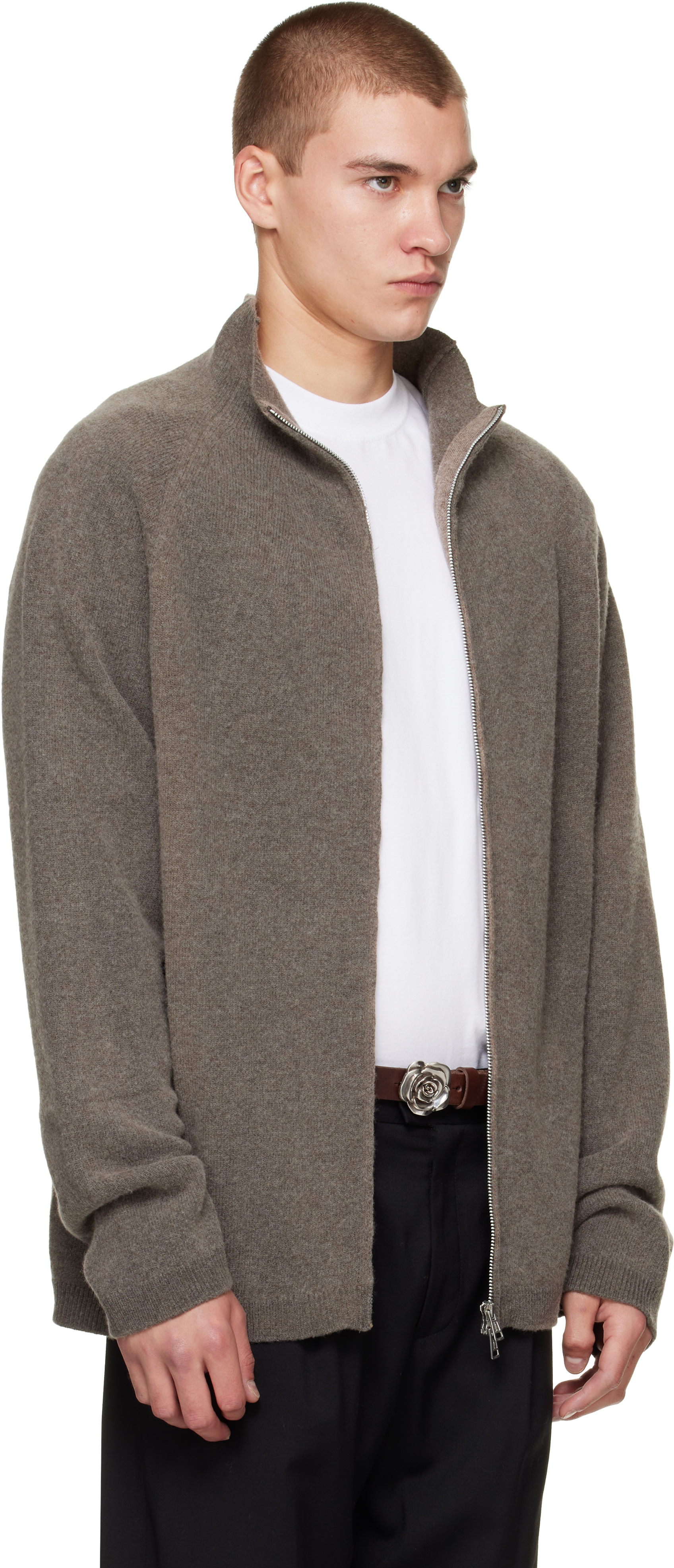 OUR LEGACY - Pull Line taupe à glissière