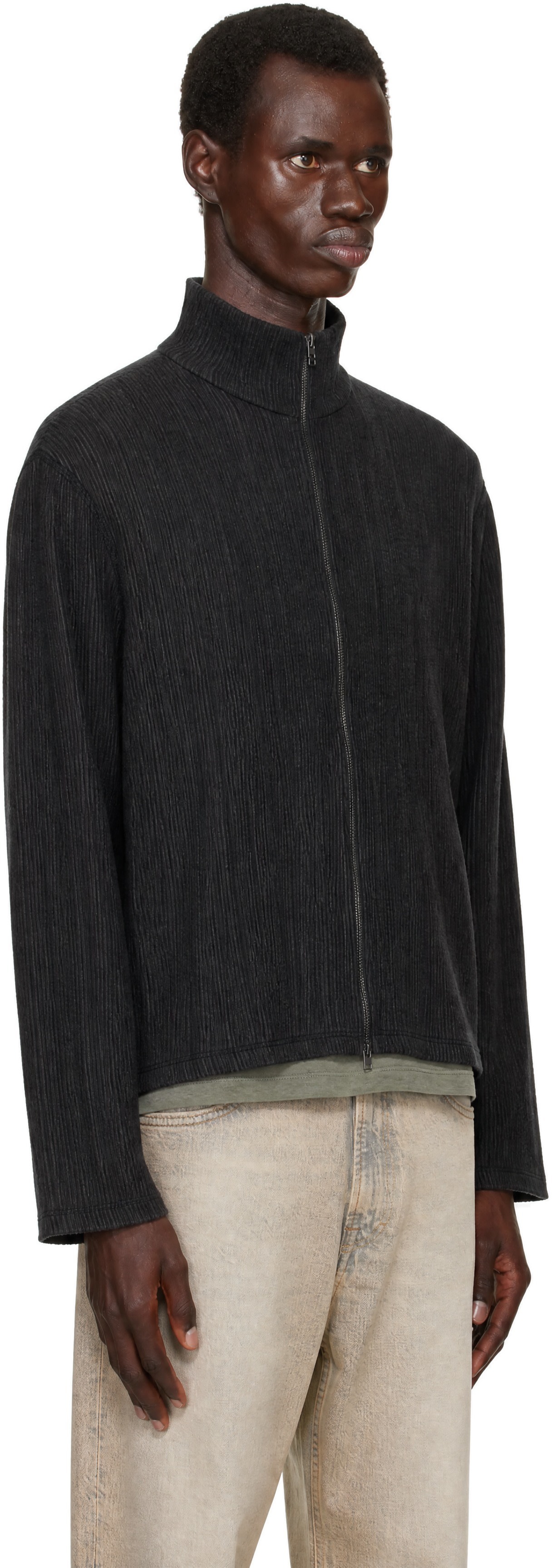 OUR LEGACY - Pull rétréci noir à glissière