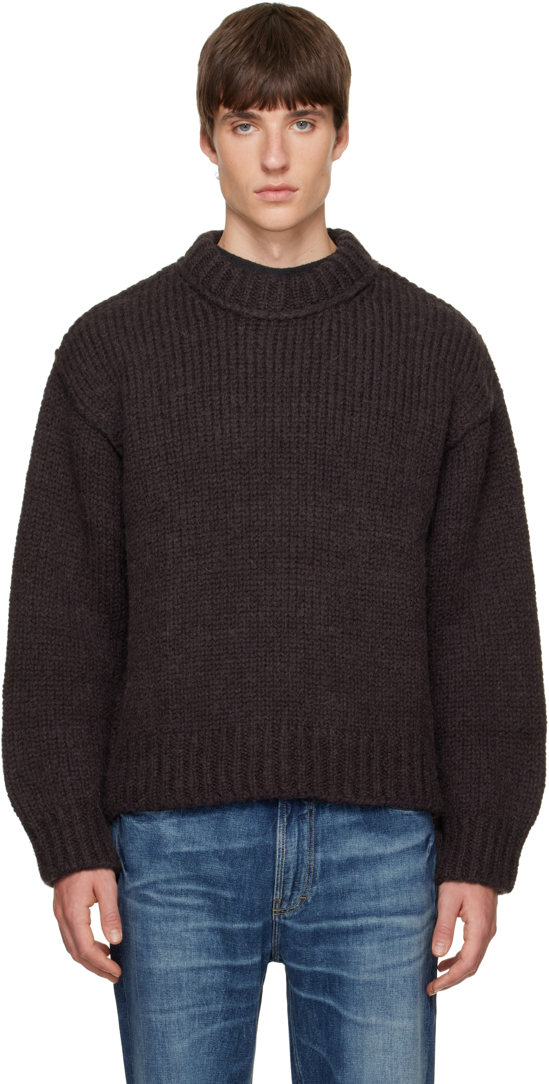 OUR LEGACY - Brown Mock Roundneck Sweater