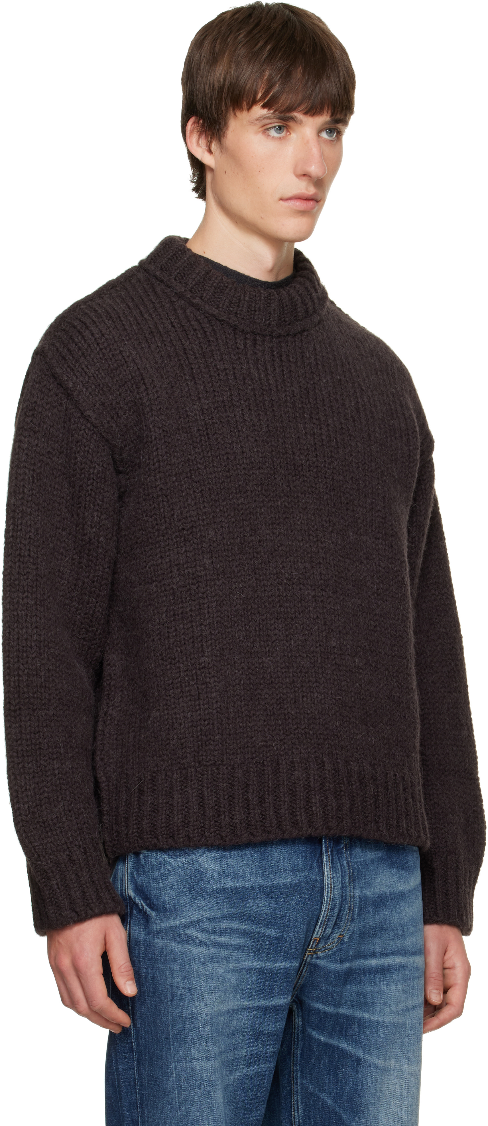 OUR LEGACY - Brown Mock Roundneck Sweater