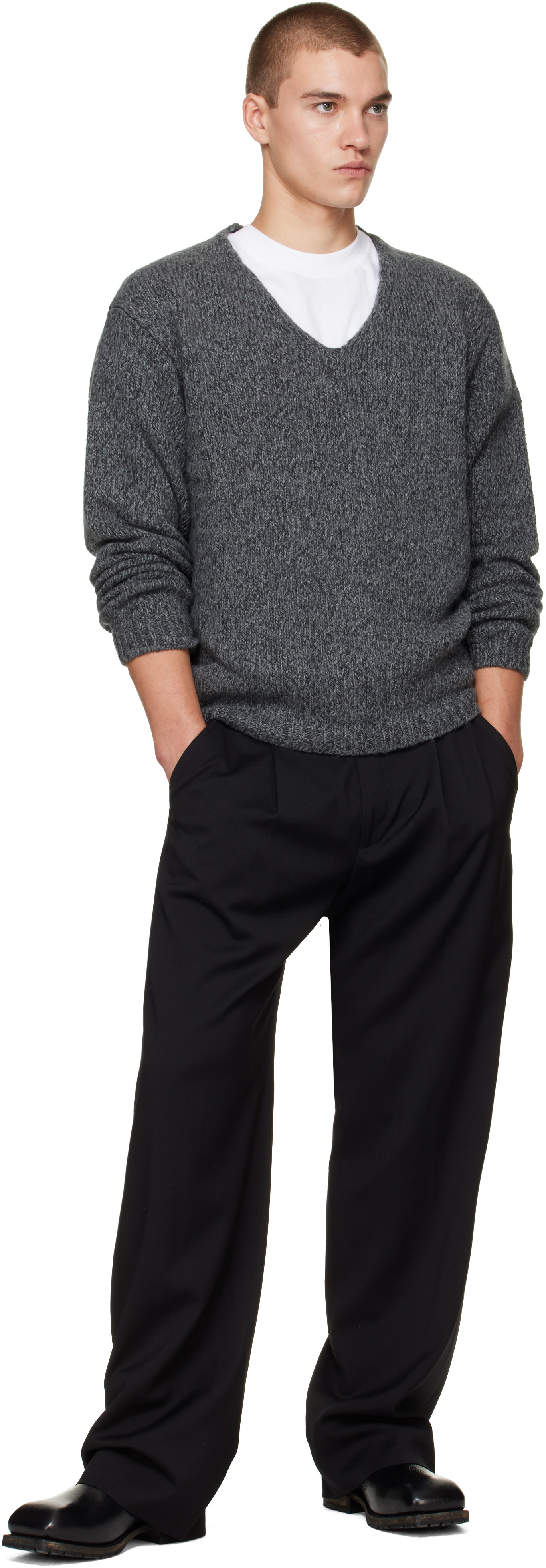 OUR LEGACY - Gray Link V-Neck Sweater