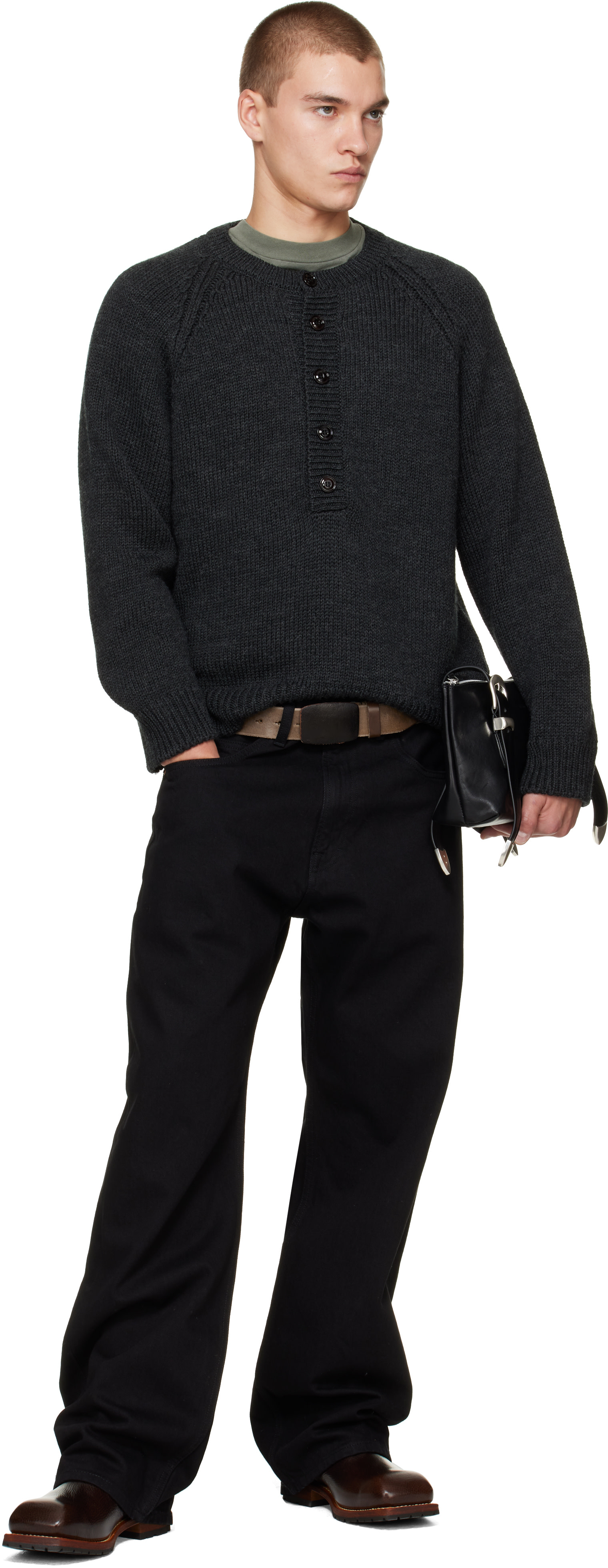 OUR LEGACY - Gray Shore Henley Sweater