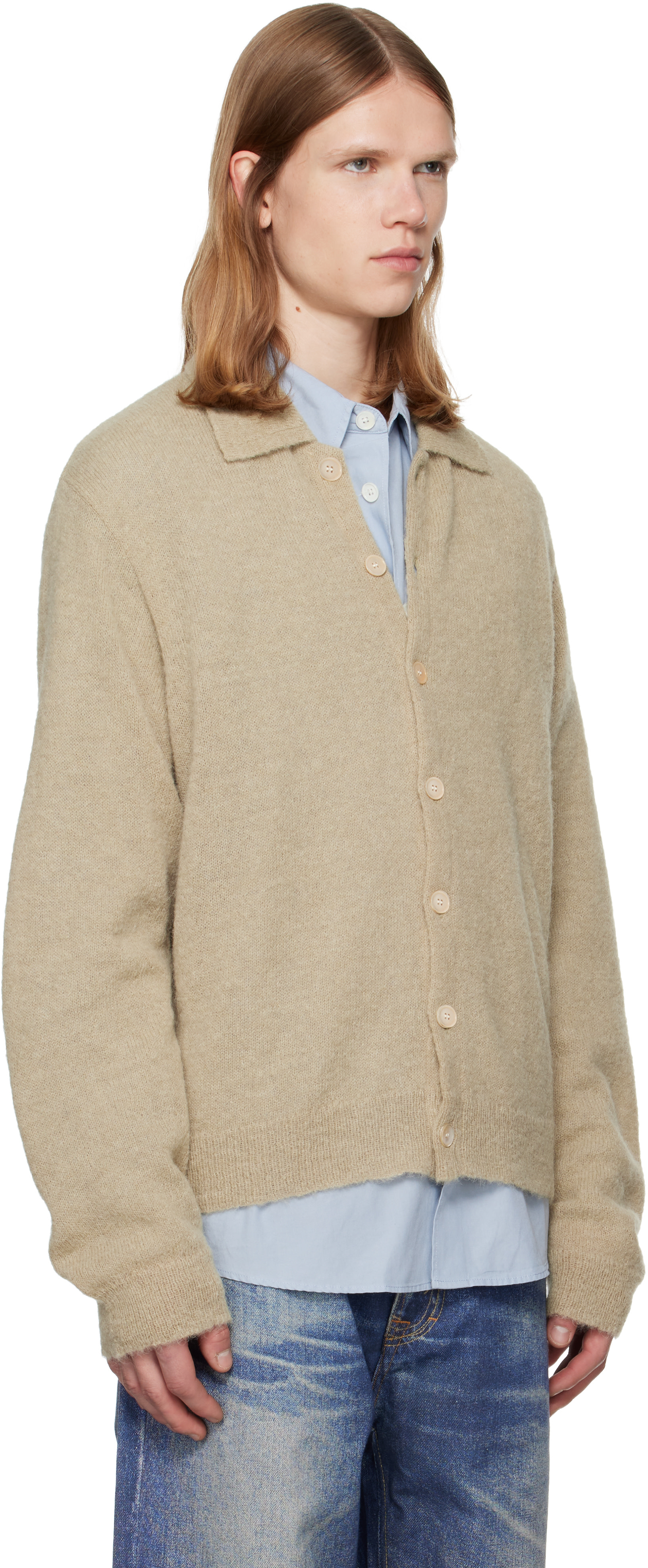 OUR LEGACY: Beige Evening Polo Cardigan | SSENSE