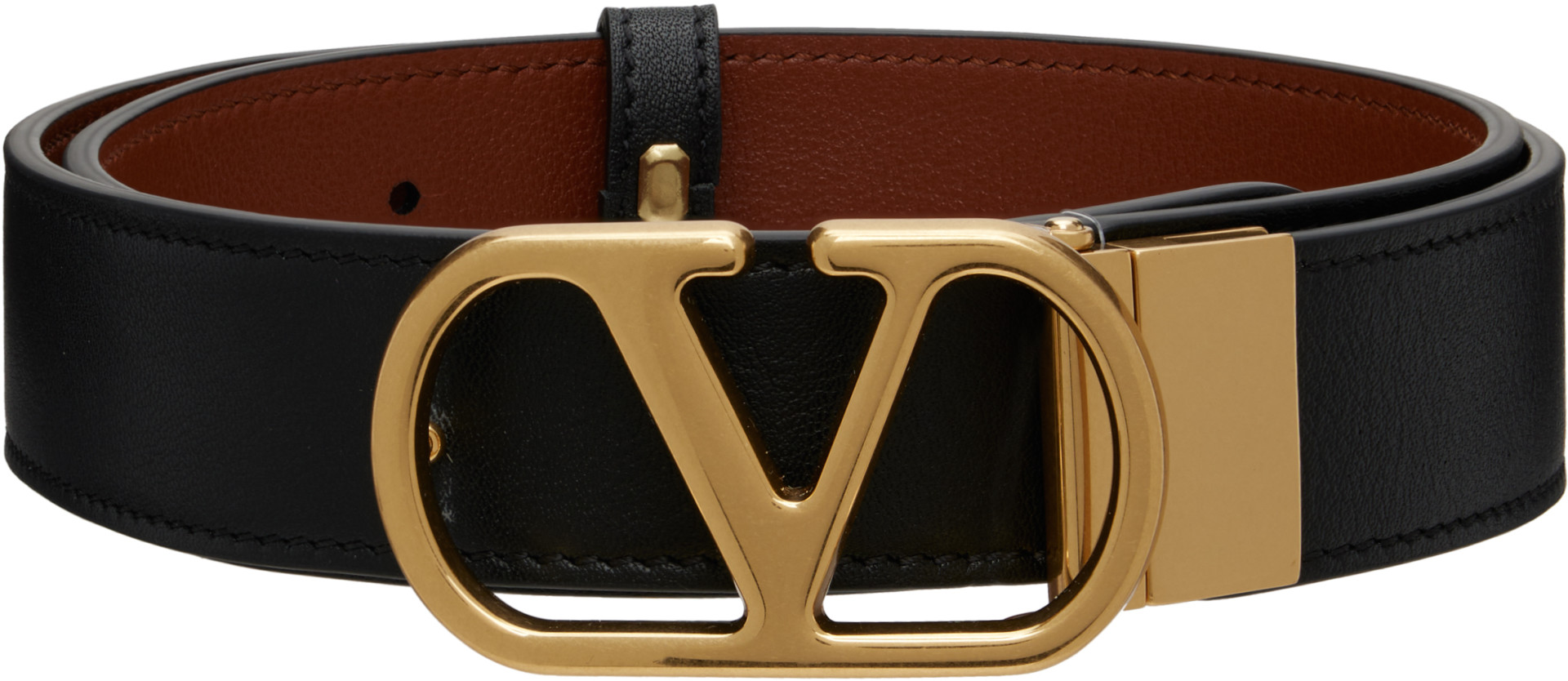 Valentino Garavani: ブラック VLogo Signature リバーシブル ベルト