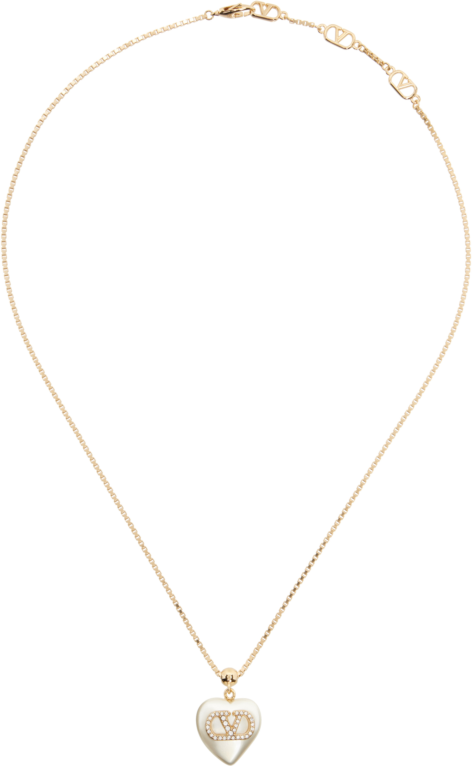 Valentino Garavani: VLogo Signature Faux-Pearl Necklace | SSENSE