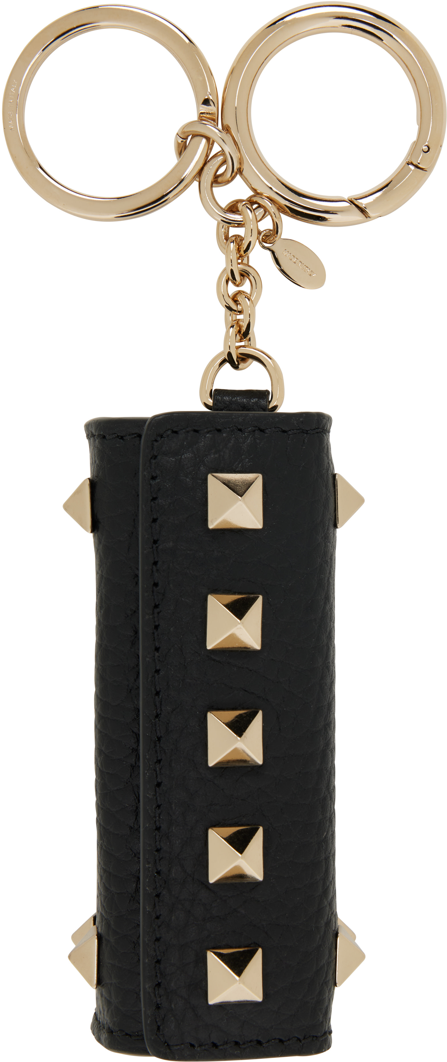 VALENTINO キーホルダー Valentino Garavani: Black Rockstud Charm Lipstick Keychain