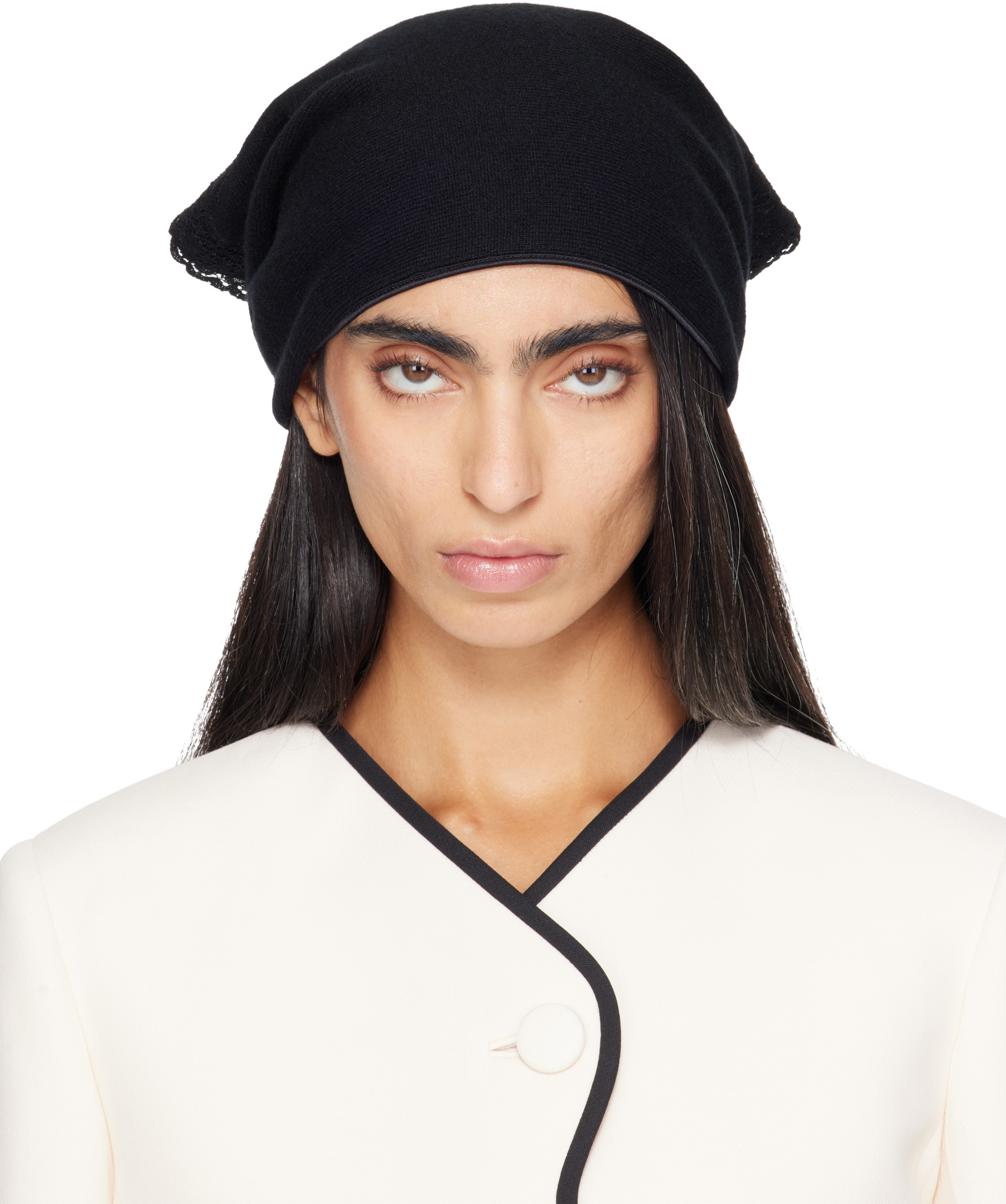 Valentino Garavani: Black Knitted Cashmere Head Scarf | SSENSE