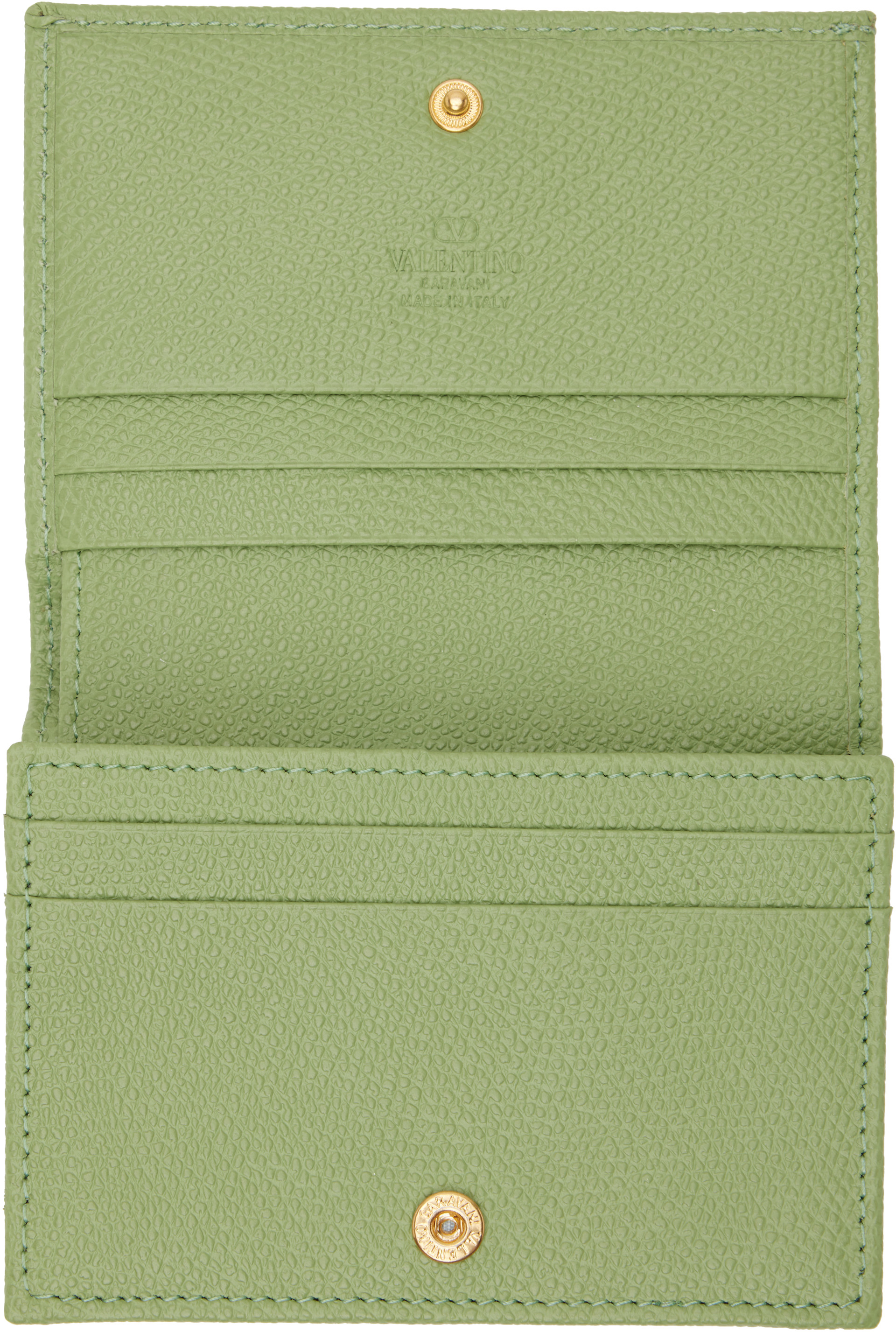 Valentino Garavani: Green VLogo Signature Grainy Calfskin Wallet