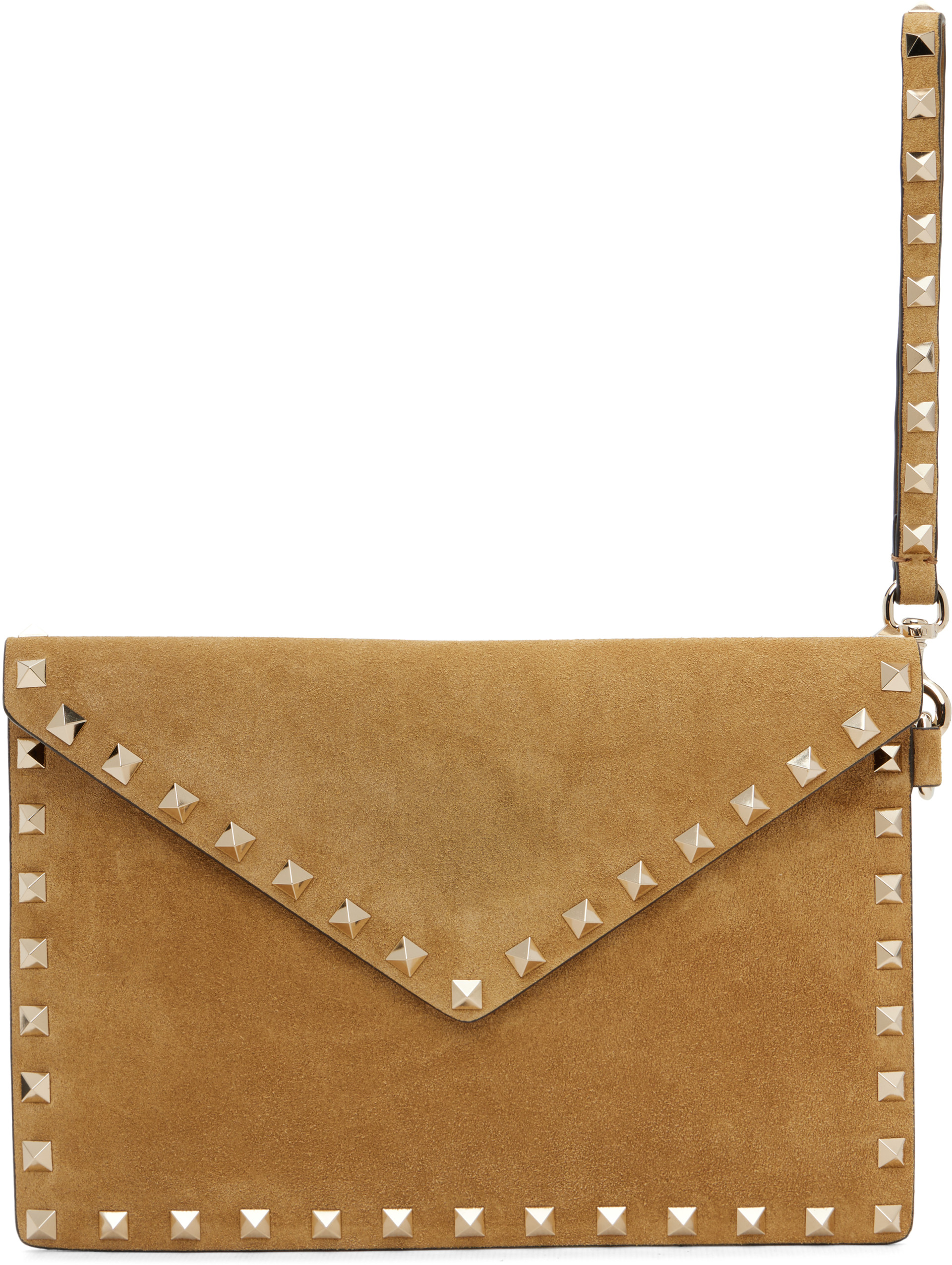 Valentino Garavani - ベージュ ミディアム Rockstud Flat ポーチ