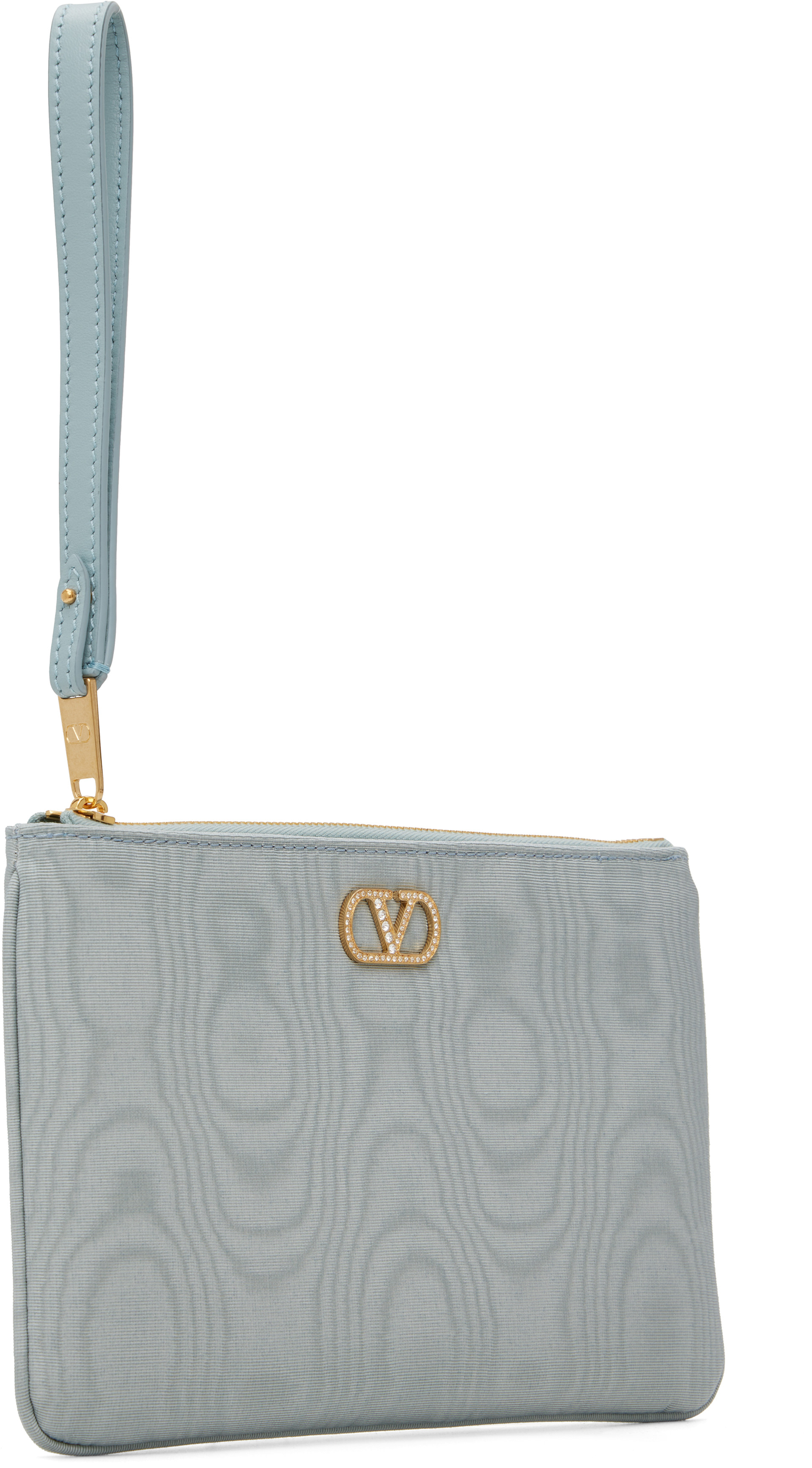 Valentino Garavani: Blue VLogo Signature Moiré Fabric Clutch | SSENSE