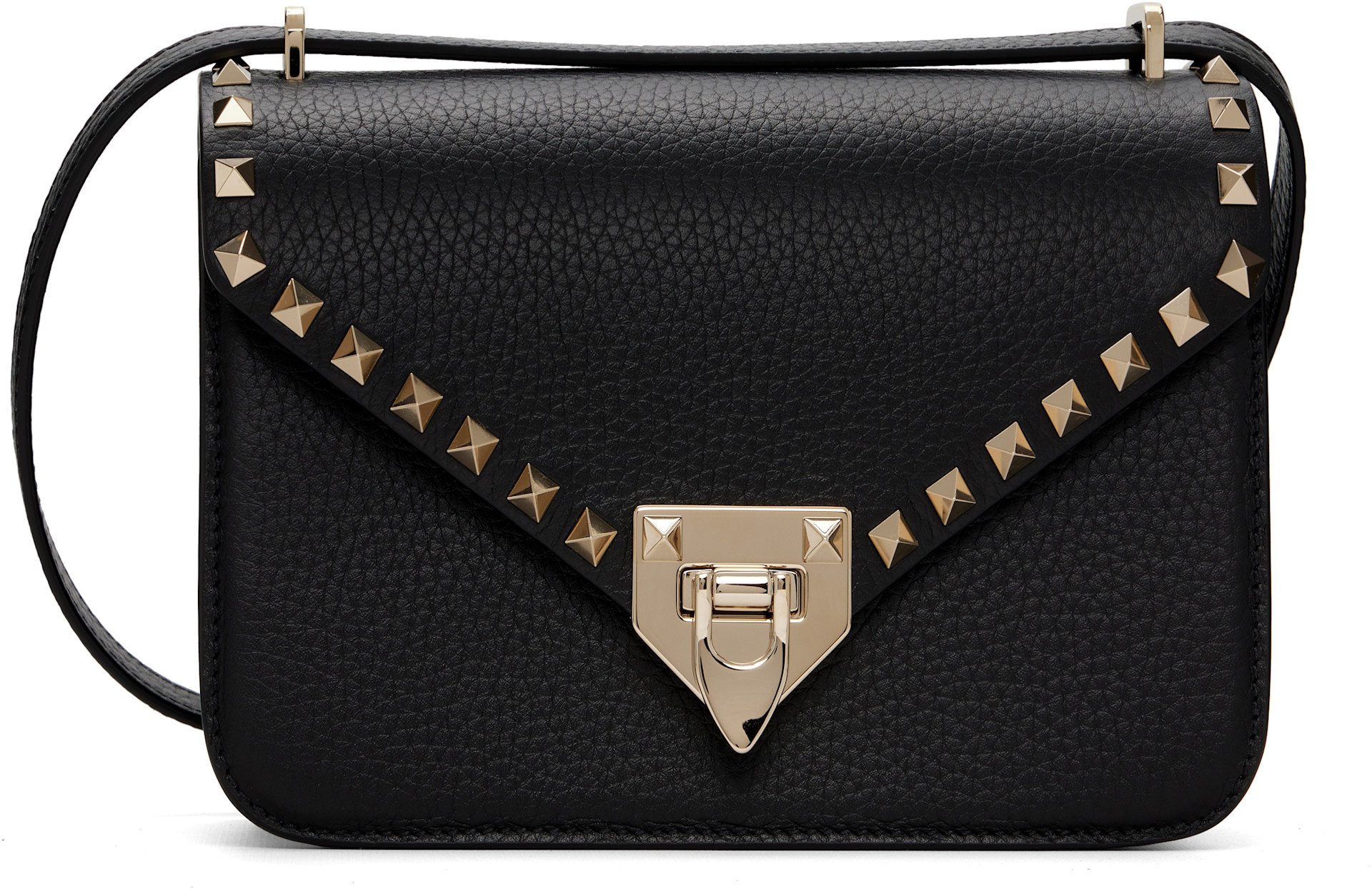 Valentino Garavani: ブラック スモール Rockstud グレインカーフ 