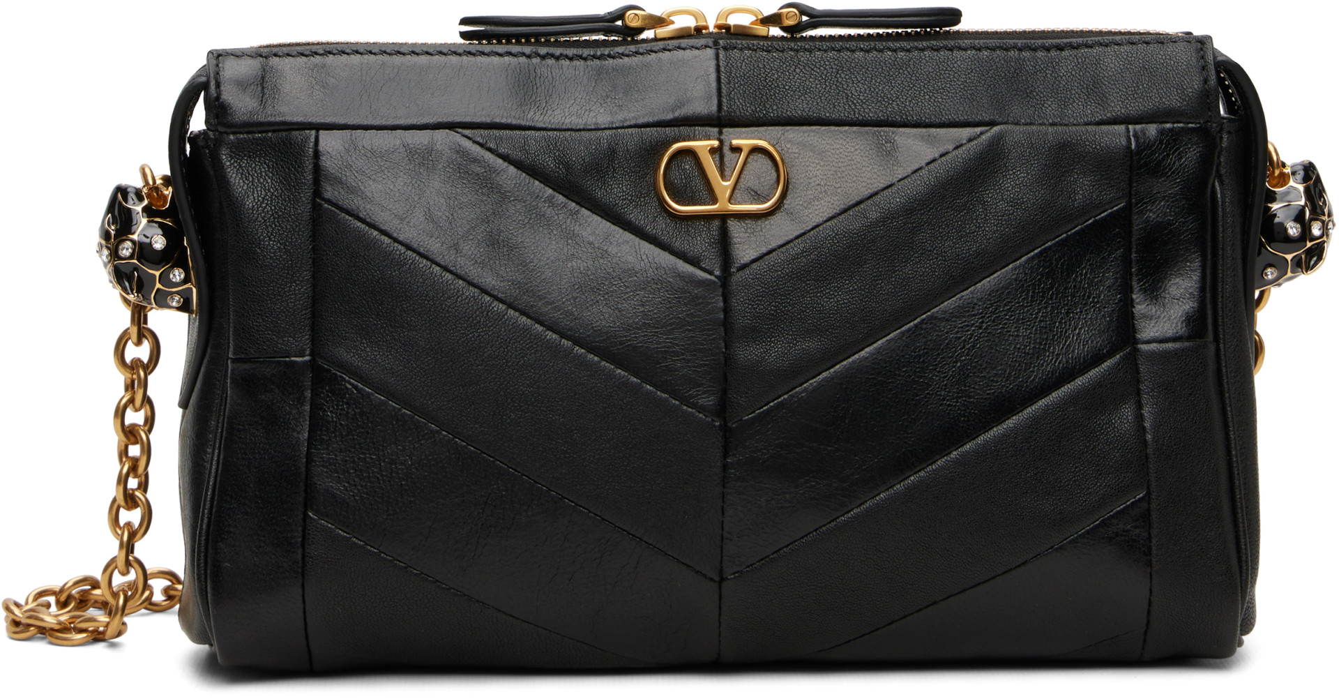 Valentino Garavani: ブラック スモール Panthea ショルダーバッグ 