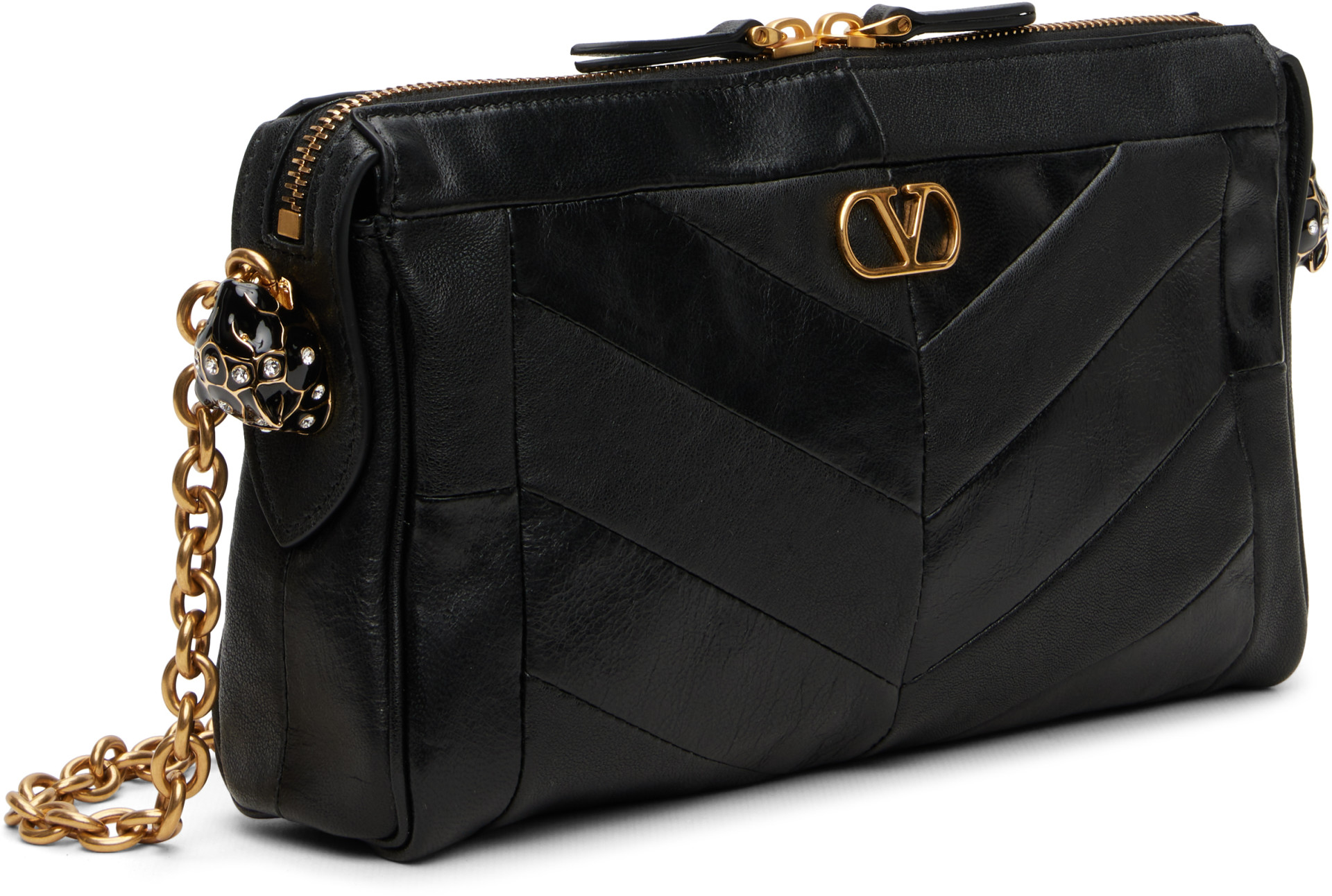 Valentino Garavani: ブラック スモール Panthea ショルダーバッグ 