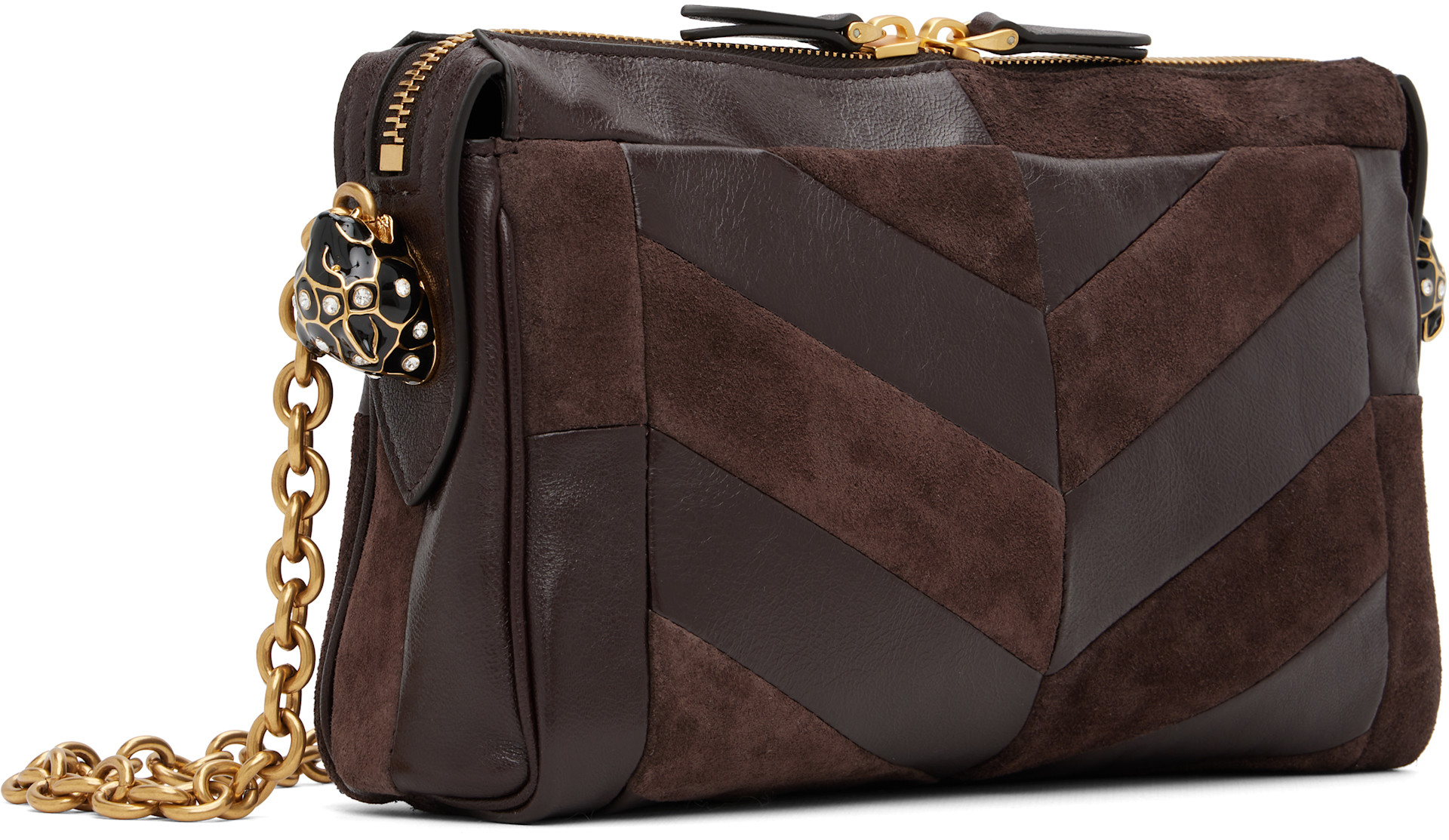 Valentino Garavani: ブラウン スモール Panthea シェブロンパターン 