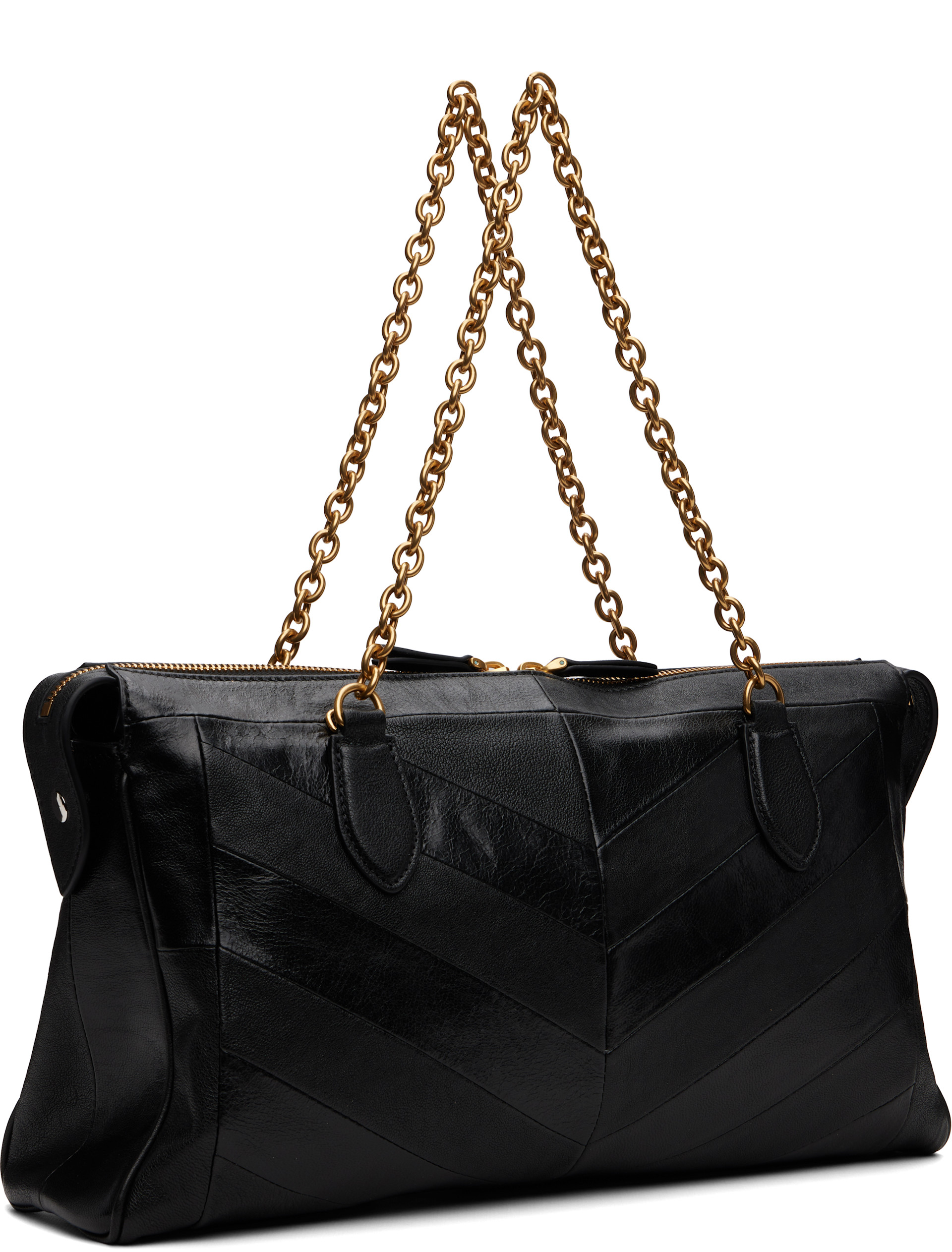 Valentino Garavani: ブラック ミディアム Panthea ショルダーバッグ 