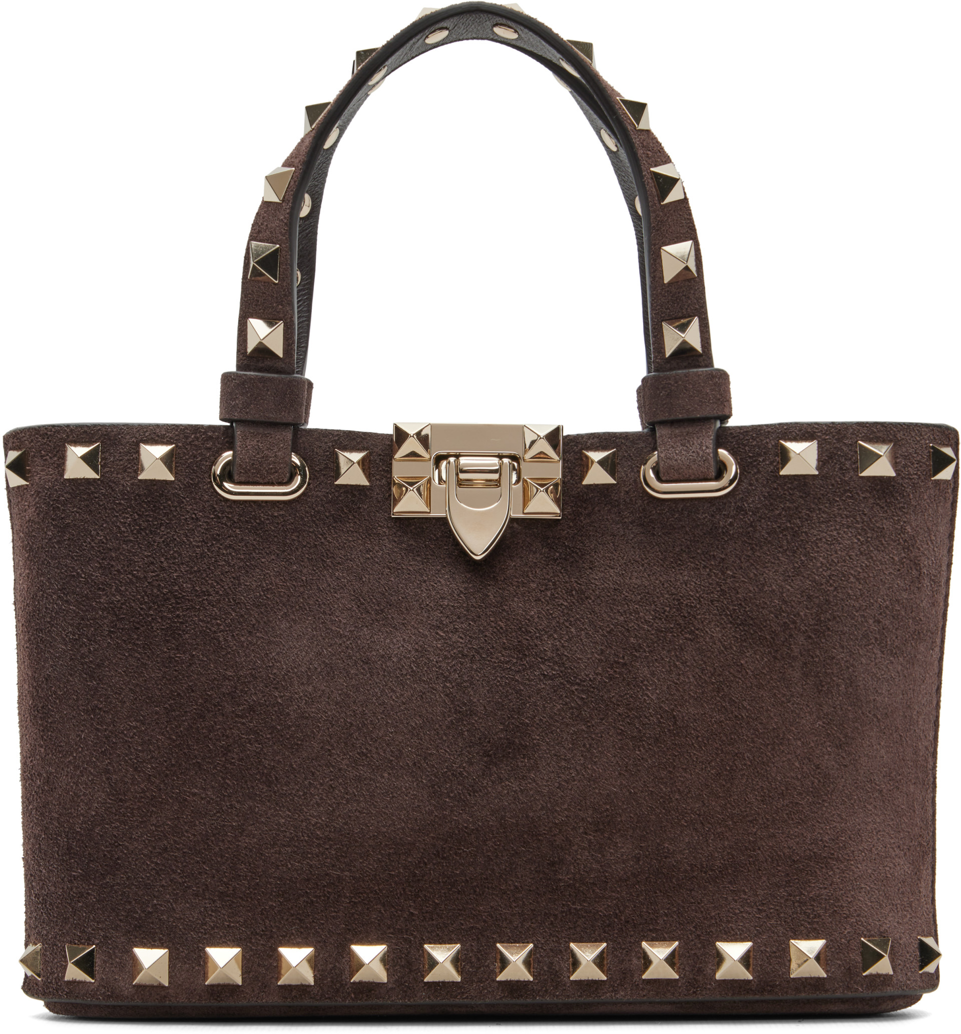 Valentino Garavani: ブラウン ミニ Rockstud Shopping スエード