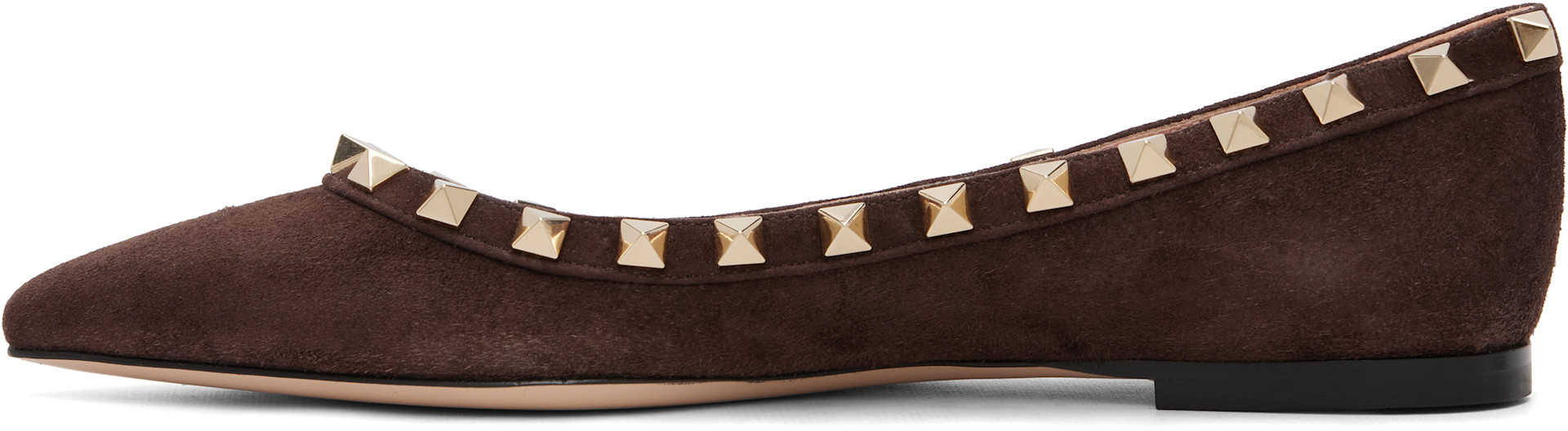 Valentino Garavani: Brown Rockstud Ballerina Flats | SSENSE