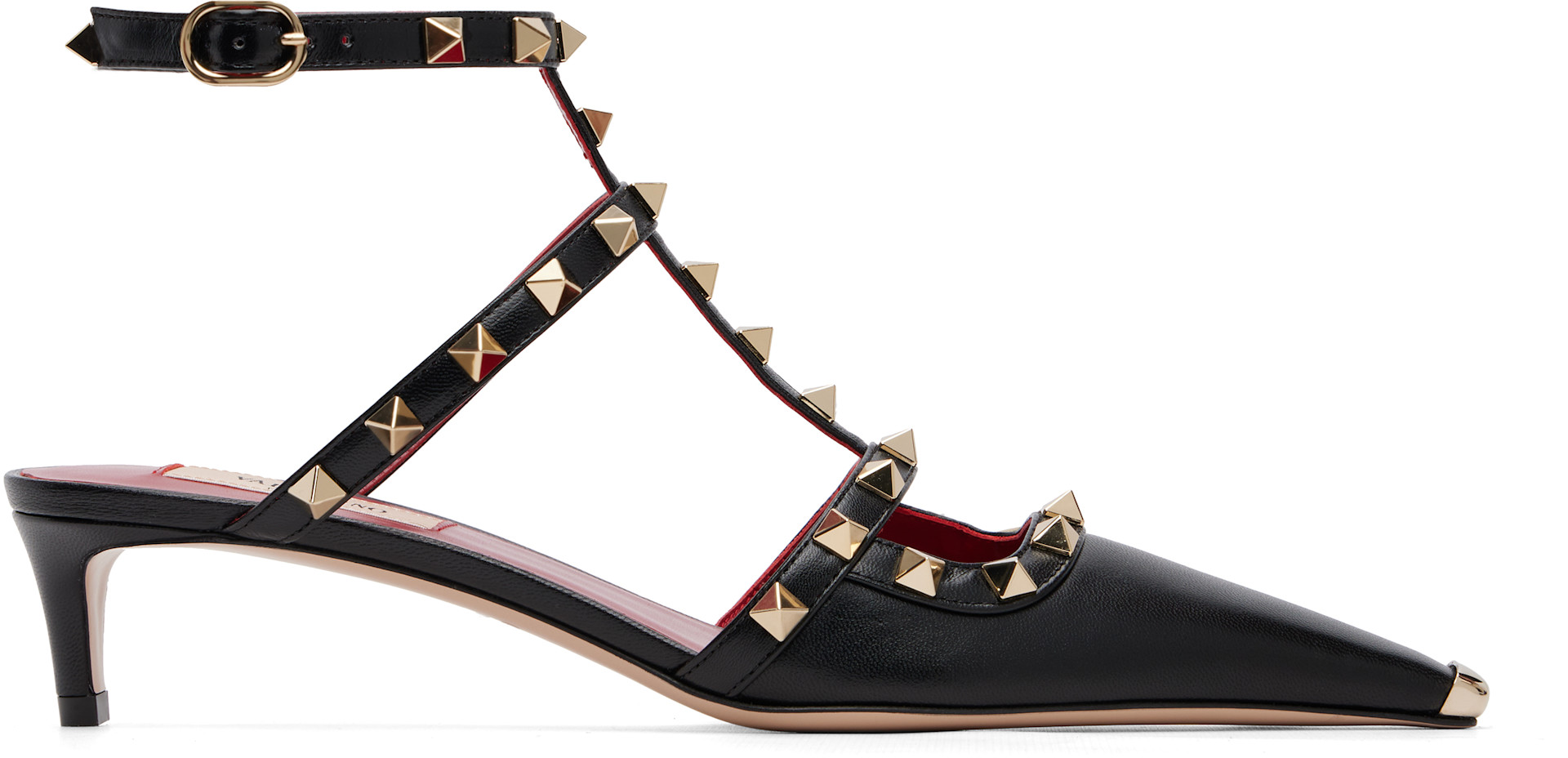 Valentino Garavani: Black Rockstud Court Heels | SSENSE