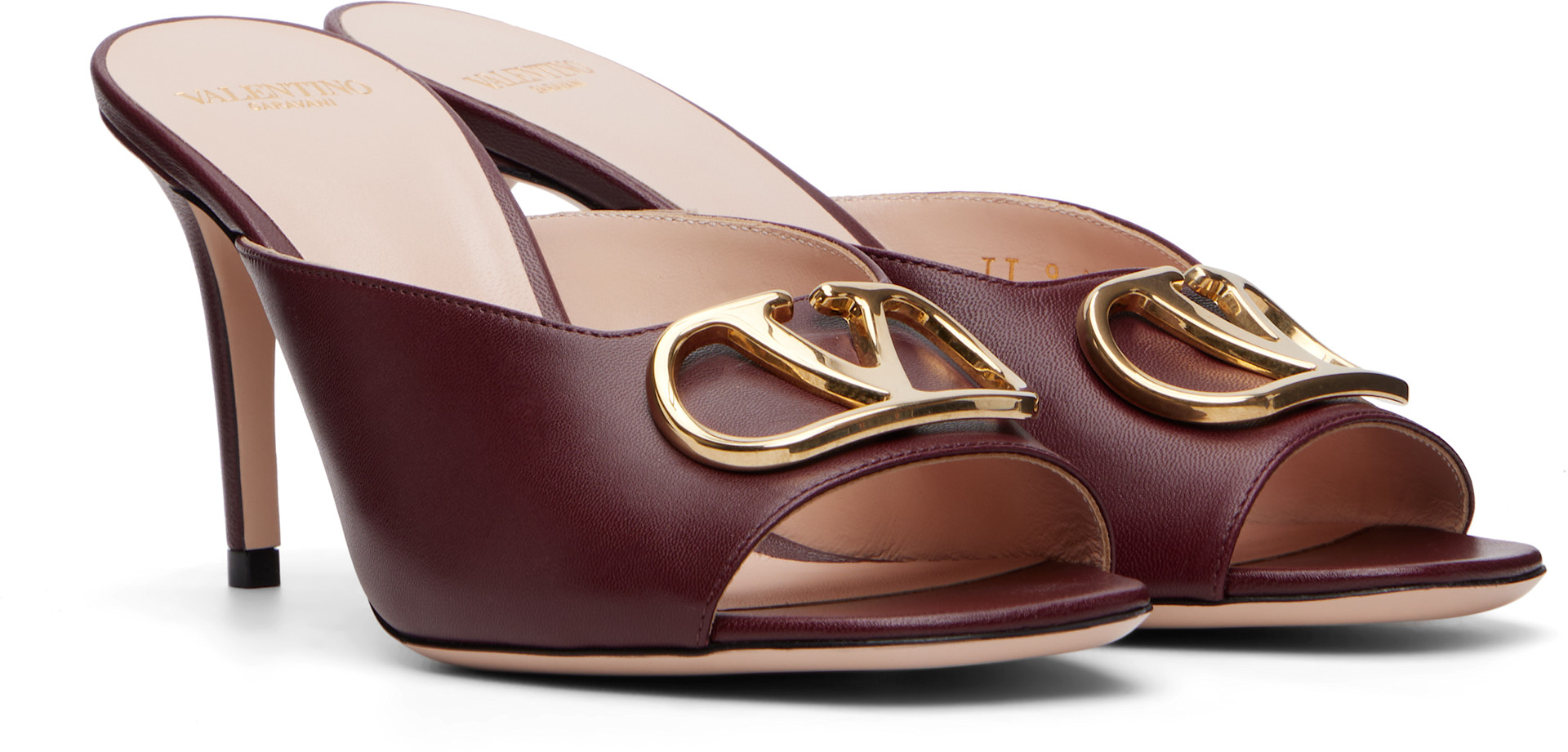 Valentino Garavani: バーガンディ VLogo Signature ヒールサンダル