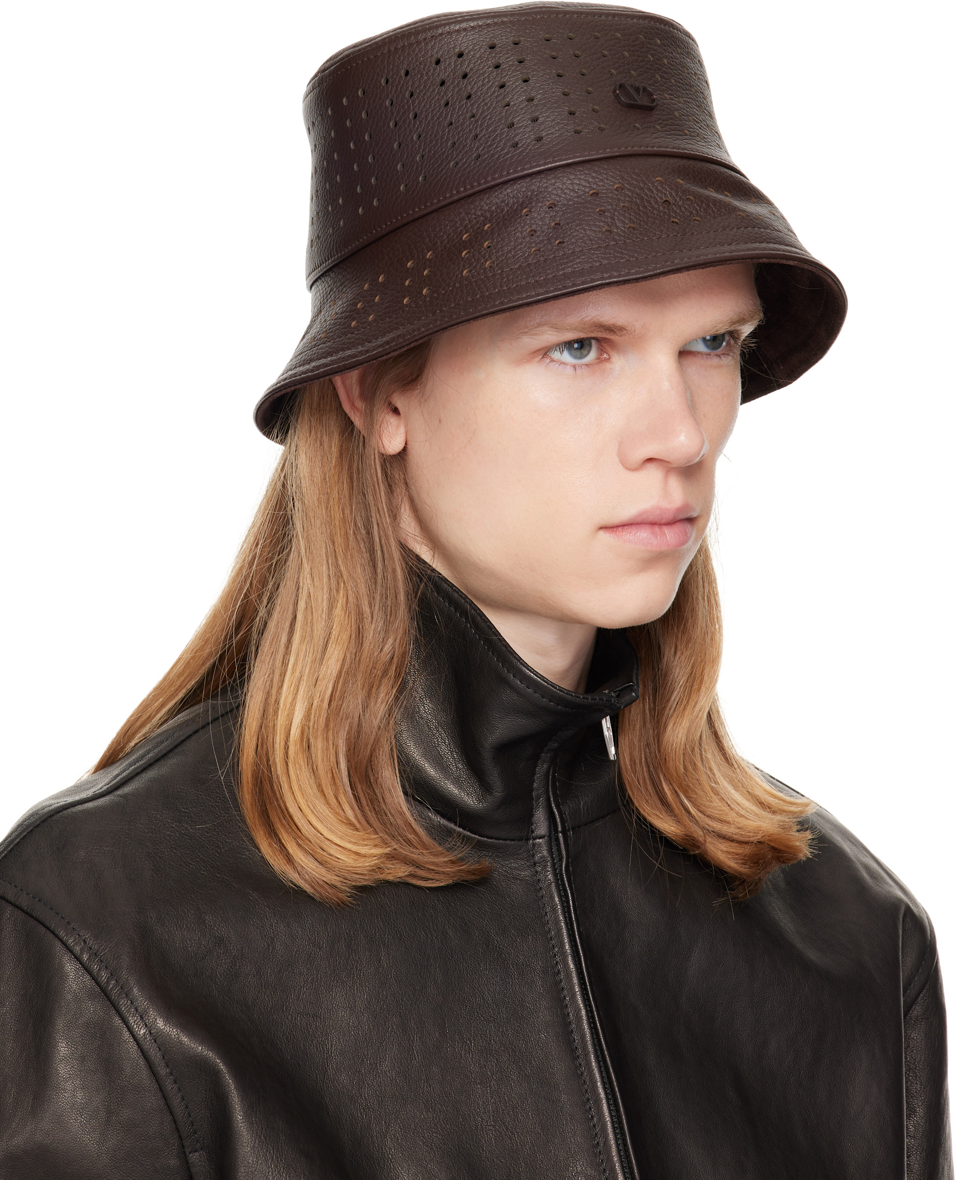 Valentino Garavani: ブラウン VLogo Signature Holed バケットハット