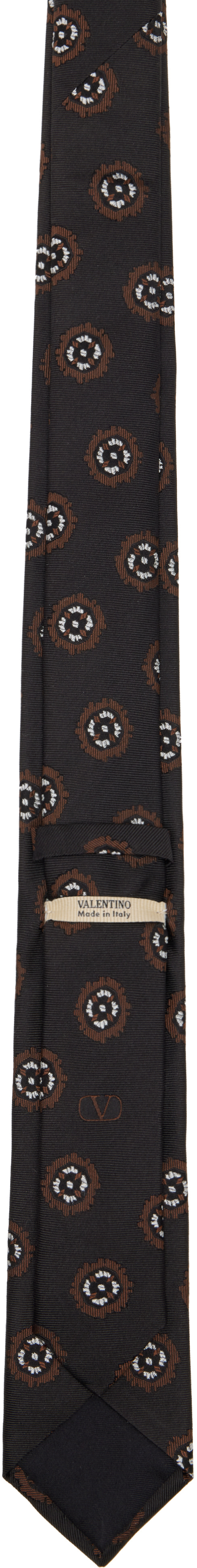 Valentino Garavani: ブラック Valentie Silk Jacquard ネクタイ
