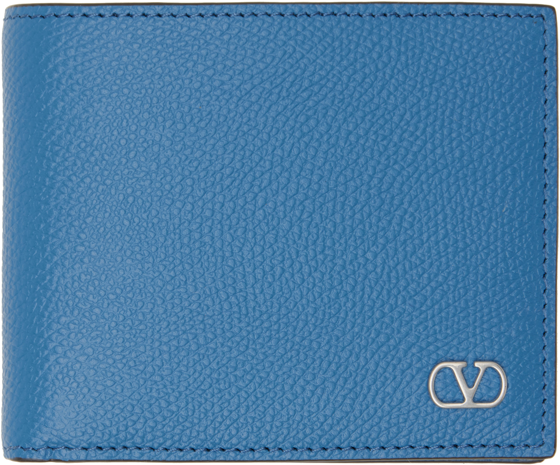 Valentino Garavani: ブルー VLogo Signature グレイニーカーフスキン