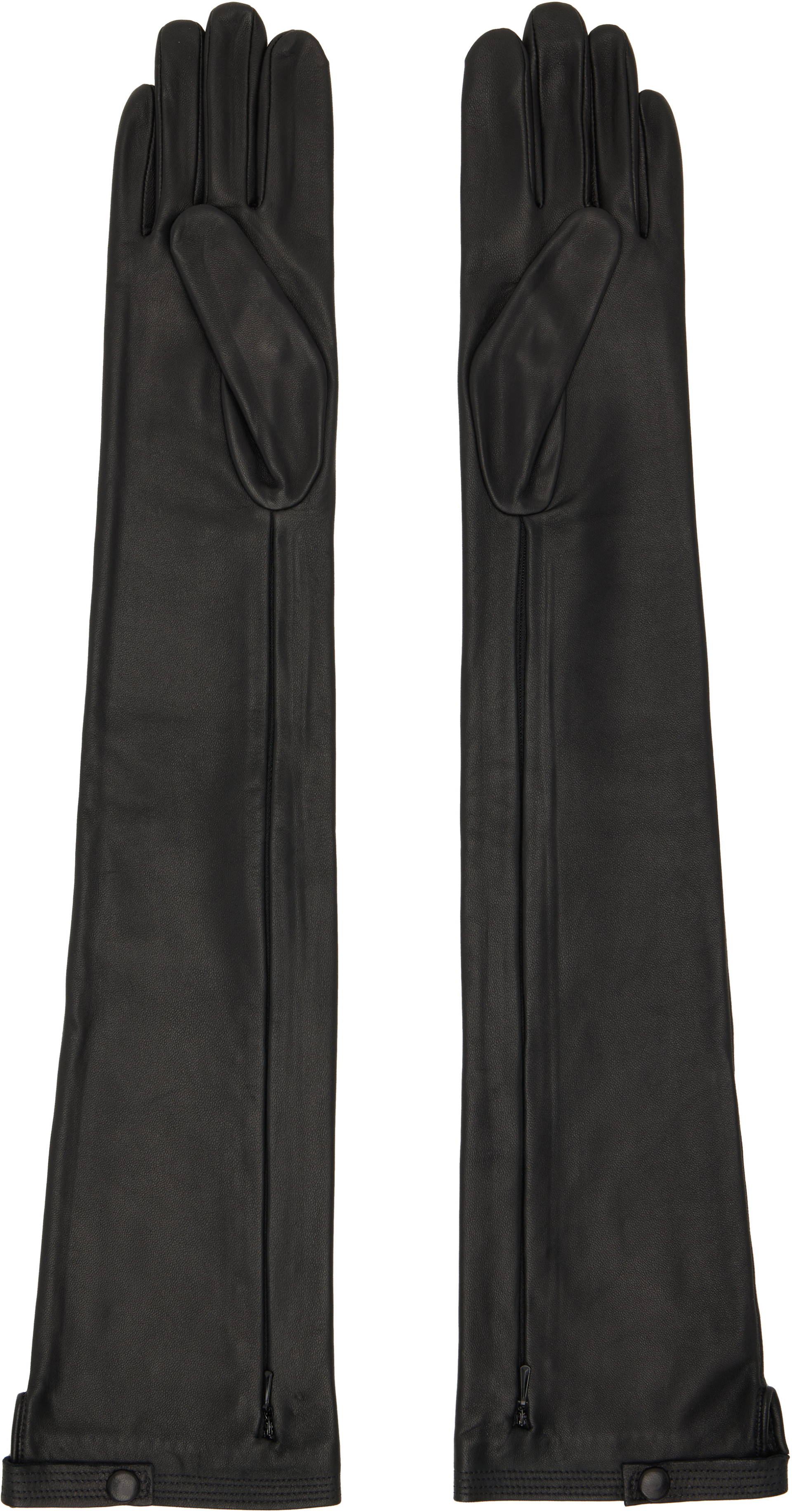 d*e様 Jean Paul Gaultier 黒　手袋　革　レディース Jean Paul Gaultier: ブラック ロング レザーグローブ | SSENSE 日本