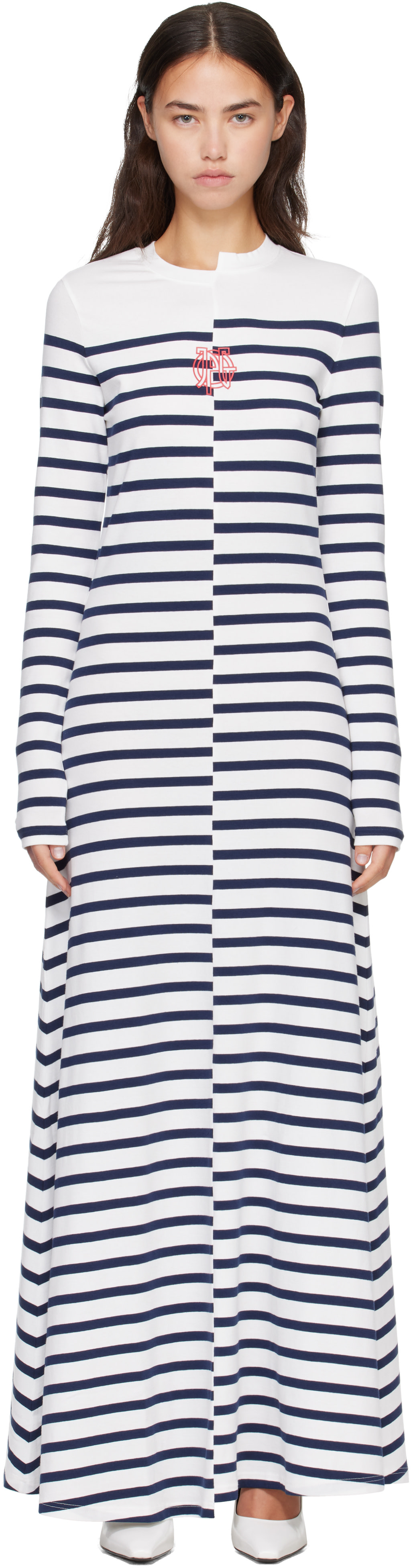 Jean Paul Gaultier: White & Navy 'The JPG Long Marinière' Maxi