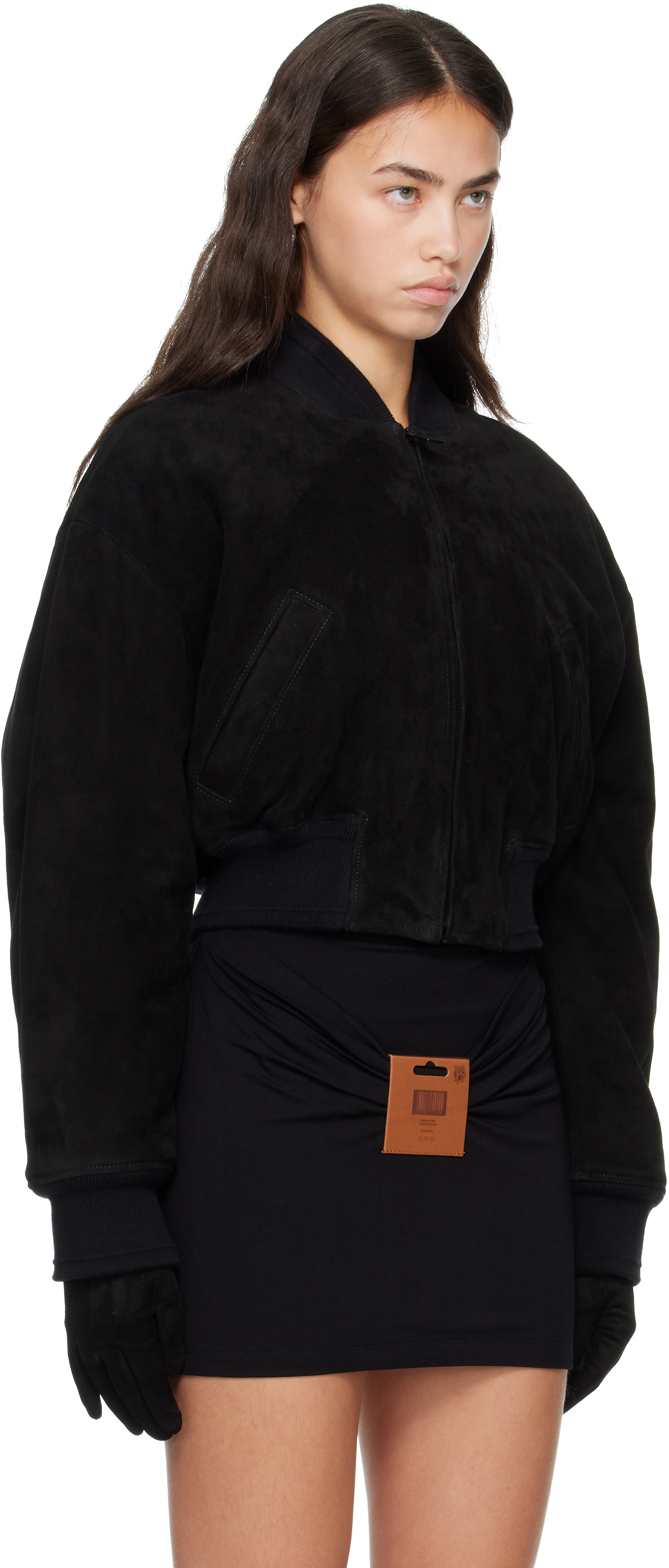 Jean Paul Gaultier: Black Suede Leather Bomber Jacket | SSENSE
