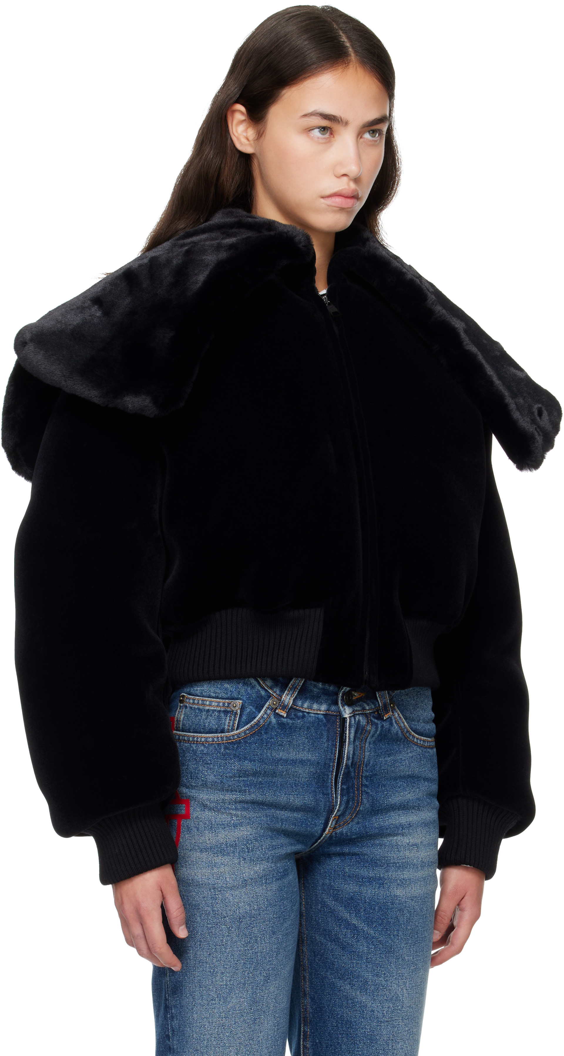 Jean Paul Gaultier: ブラック 'The Fur' ボンバージャケット | SSENSE