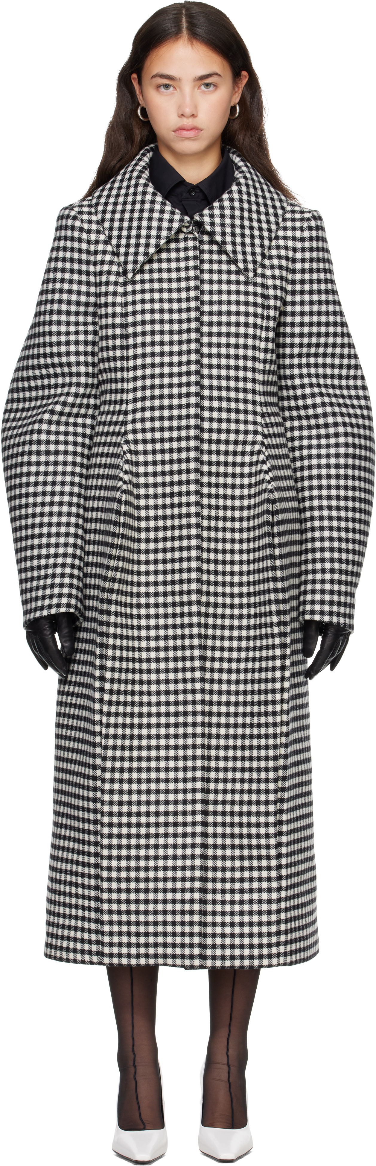 Jean Paul Gaultier: Black & White ' The Pleated' Coat | SSENSE