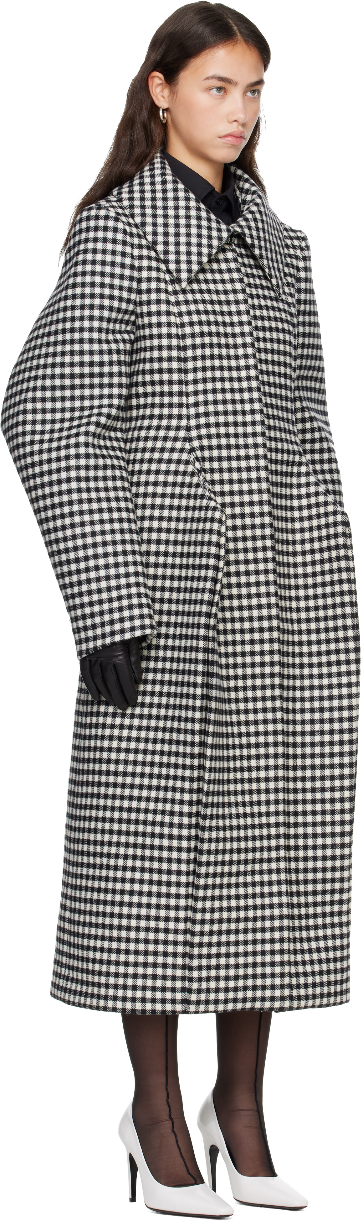 Jean Paul Gaultier: Black & White 'The Pleated' Coat | SSENSE