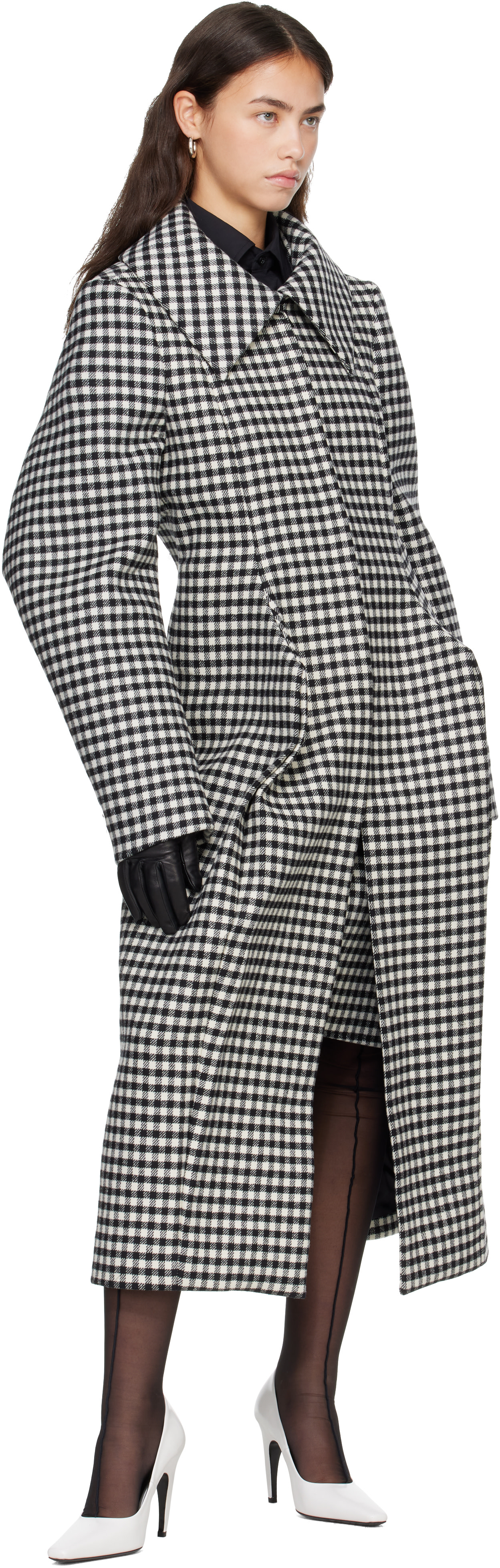 Jean Paul Gaultier: Black & White 'The Pleated' Coat | SSENSE
