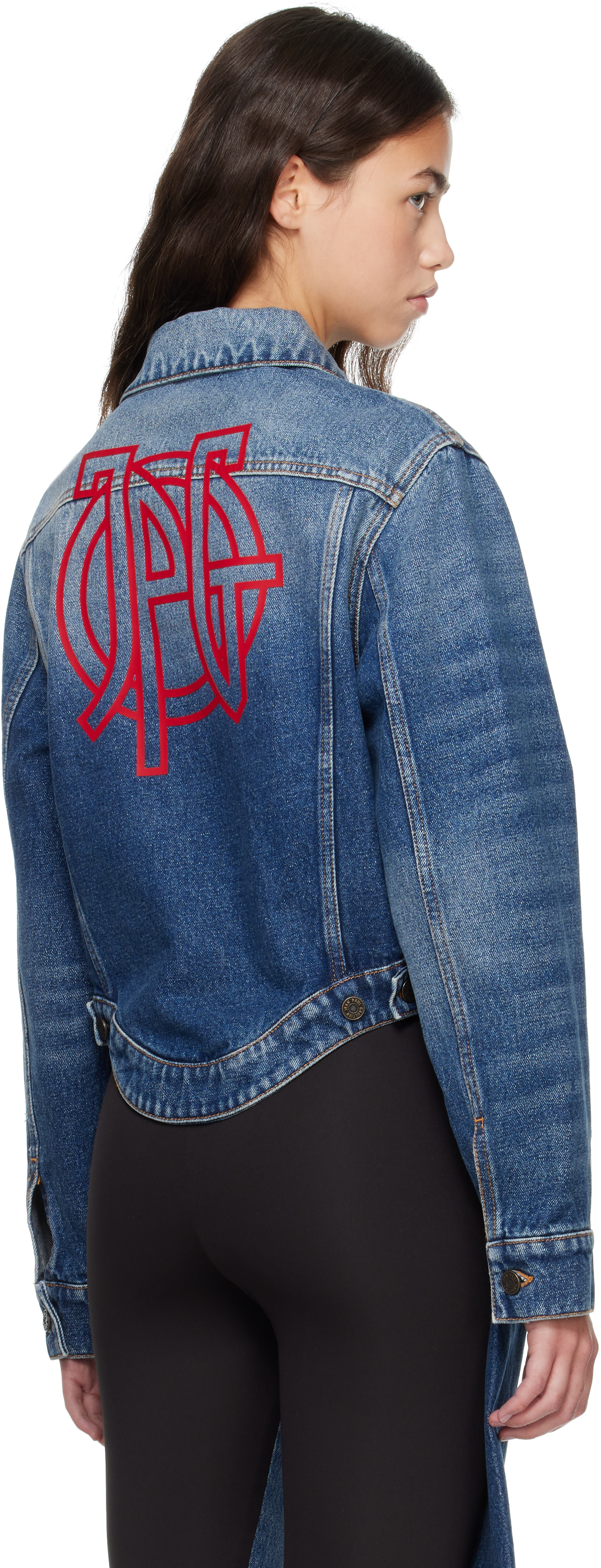 Jean Paul Gaultier: Blue 'The JPG Curved' Denim Jacket | SSENSE