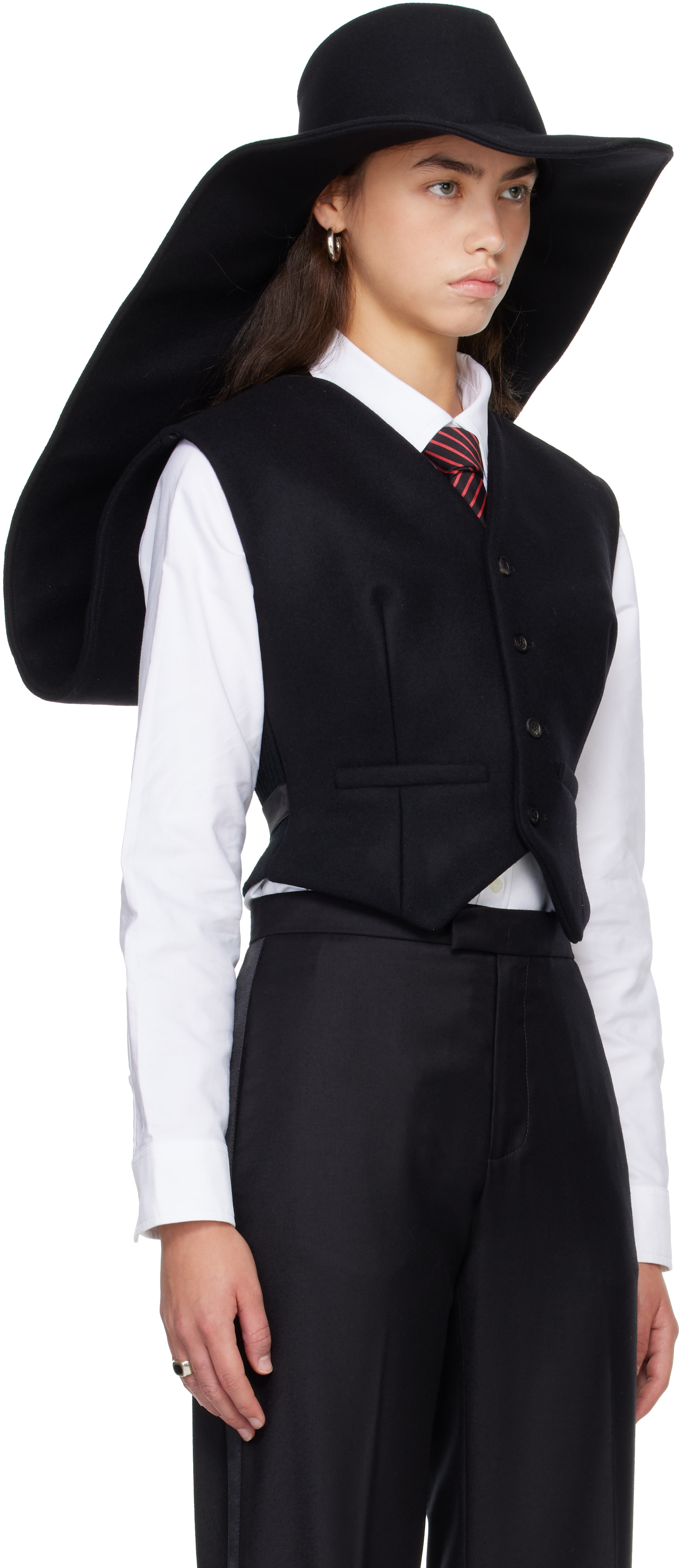 Jean Paul Gaultier ブラック ベスト 42 Jean Paul Gaultier: Black 'The Hat' Vest | SSENSE