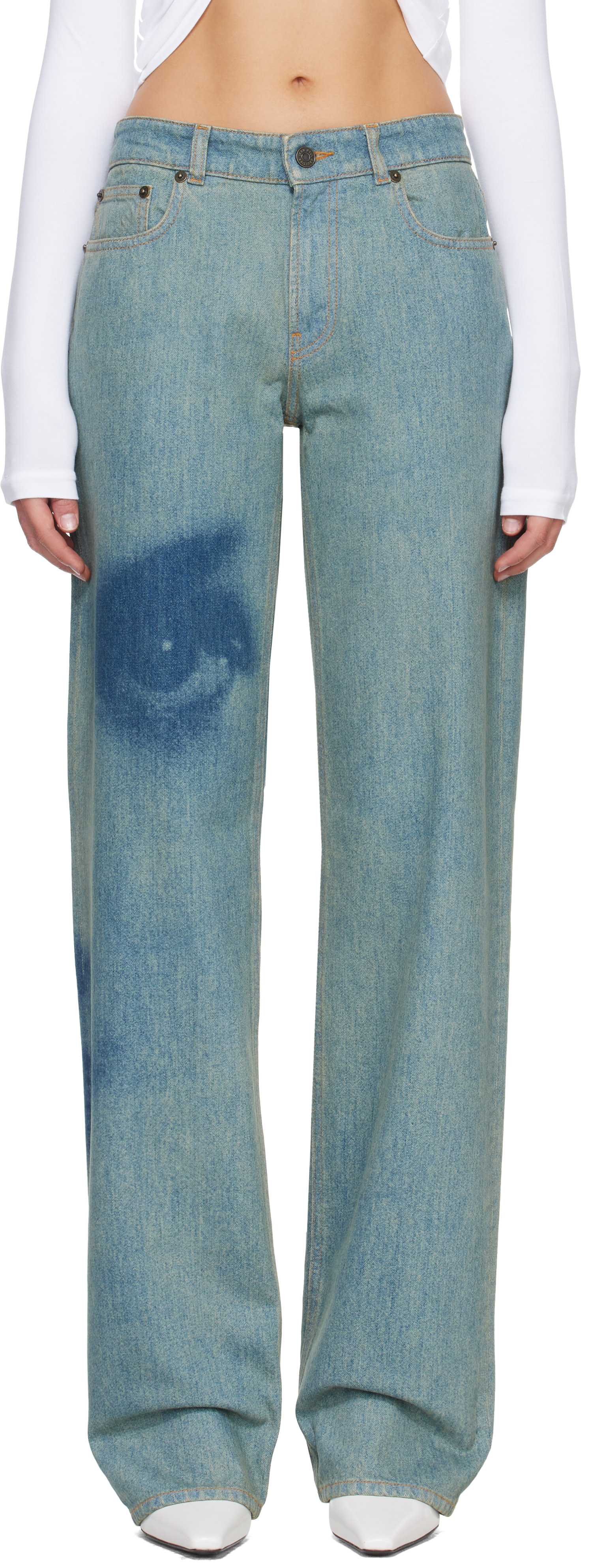 Jean Paul Gaultier: Blue 'The Face Denim' Jeans | SSENSE