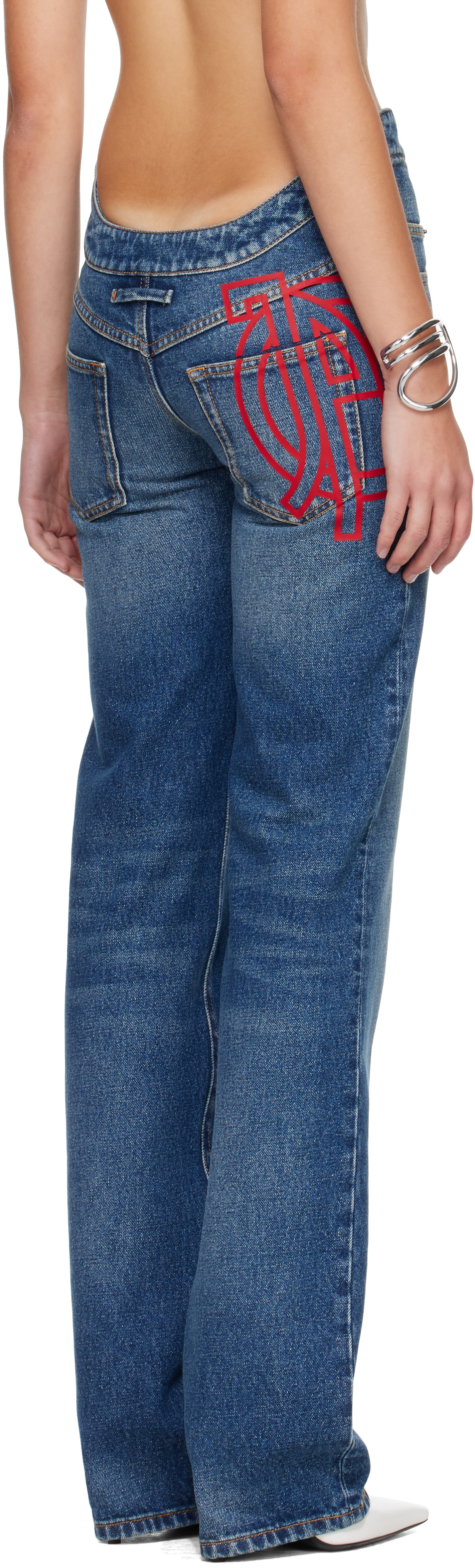 Jean Paul Gaultier: Blue 'The JPG Curved Denim' Jeans | SSENSE