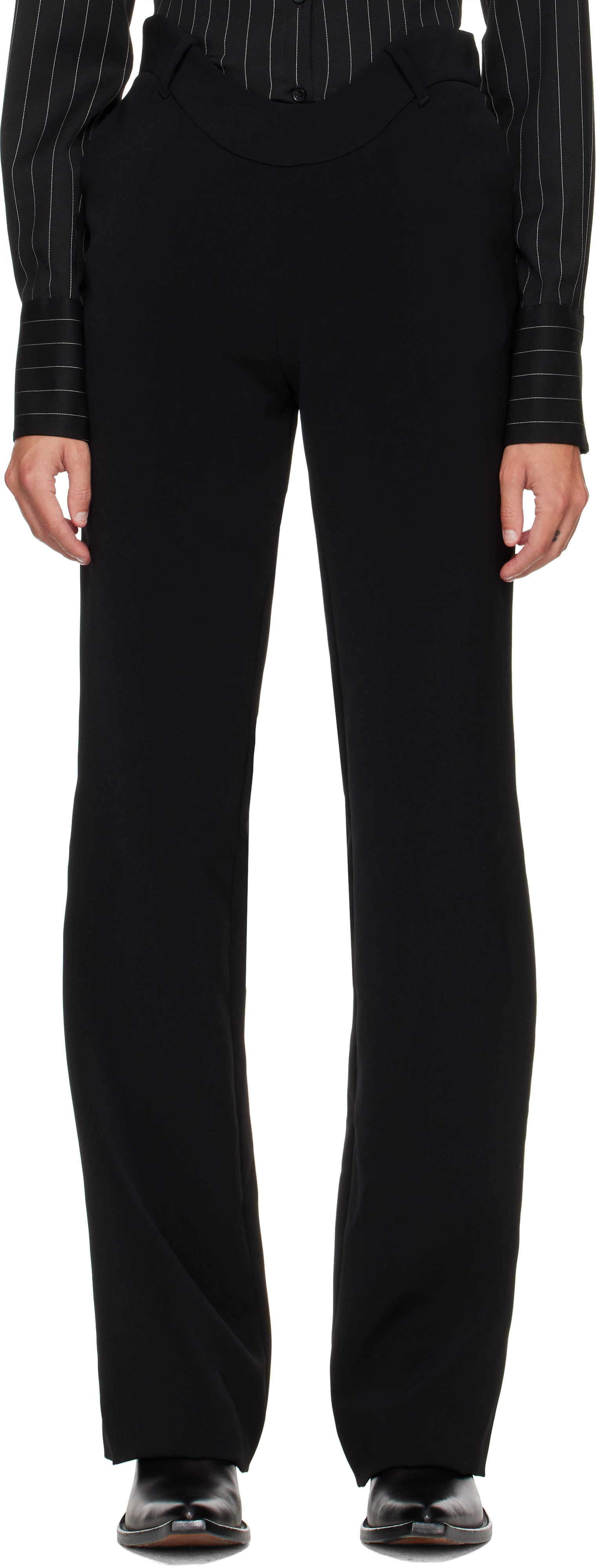 Jean Paul Gaultier: Black 'The Black Curved Tailored' Trousers