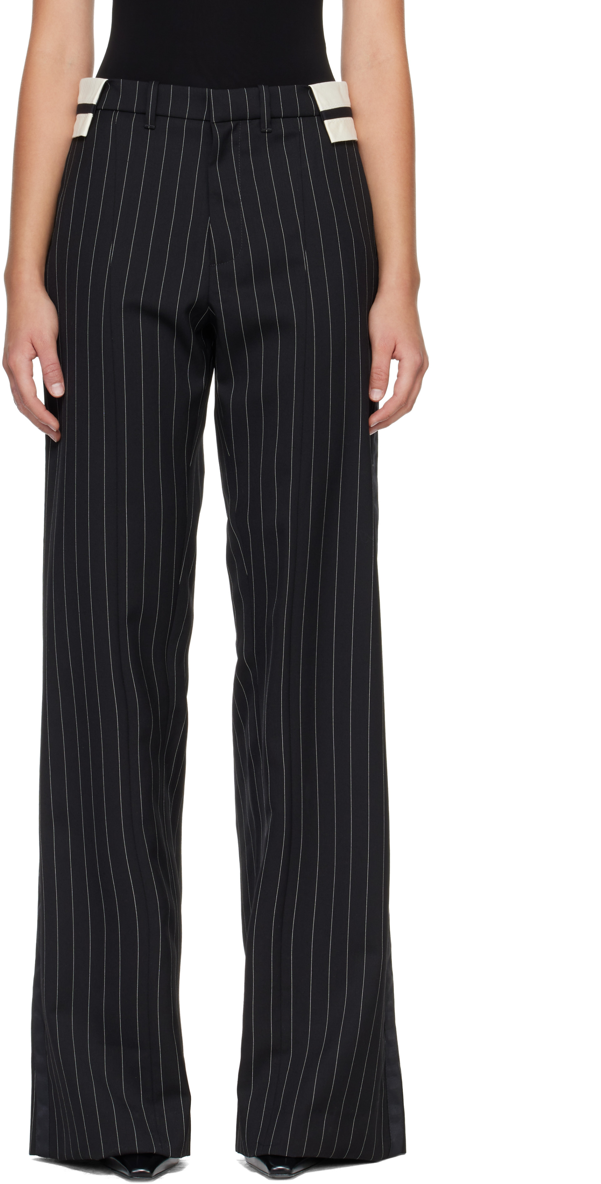 パンツ jean paul gatltier r trousers Jean Paul Gaultier: Black 'The Tennis Tailored' Trousers | SSENSE
