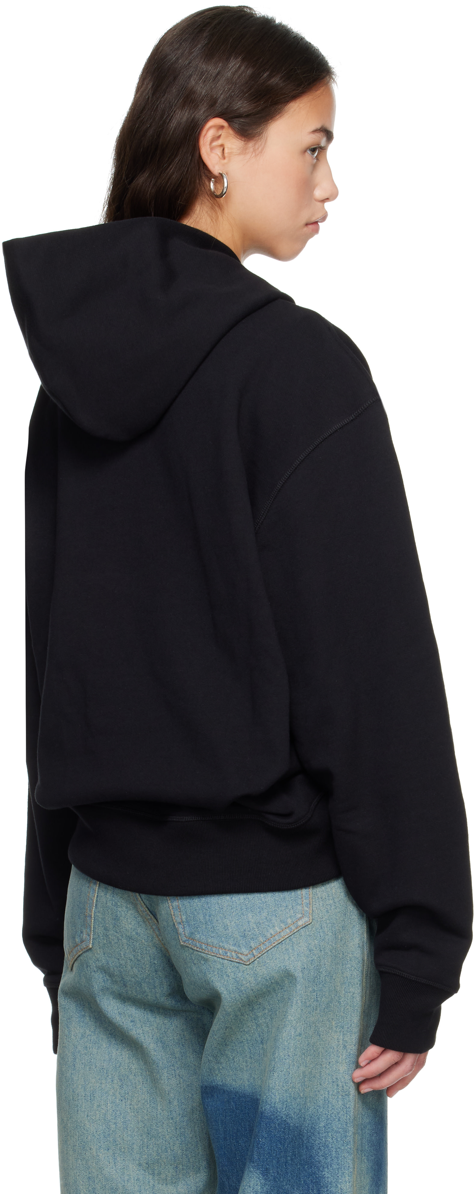 Jean Paul Gaultier - Pull à capuche noir à écusson à logo