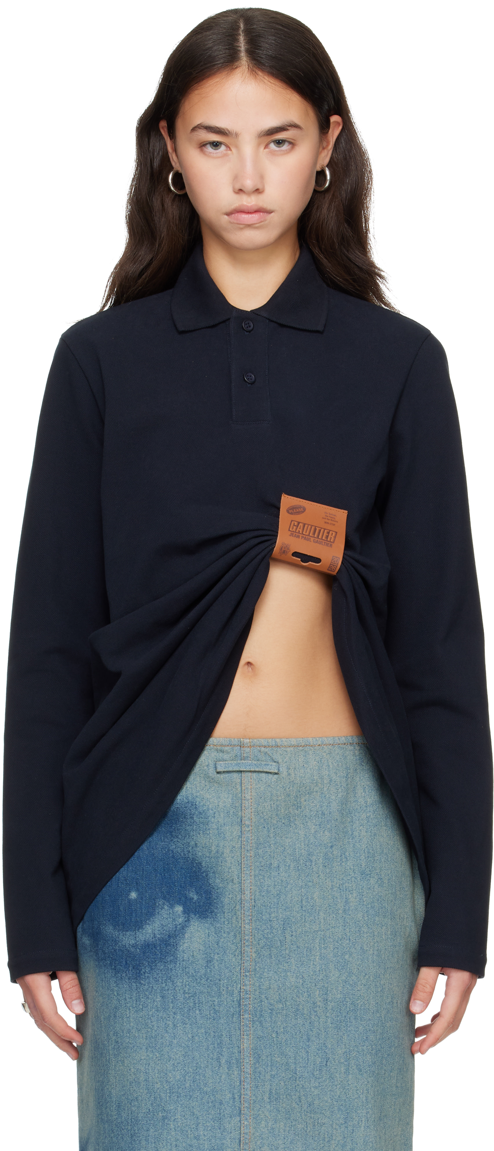 Jean Paul Gaultier: Navy 'The Label' Polo | SSENSE