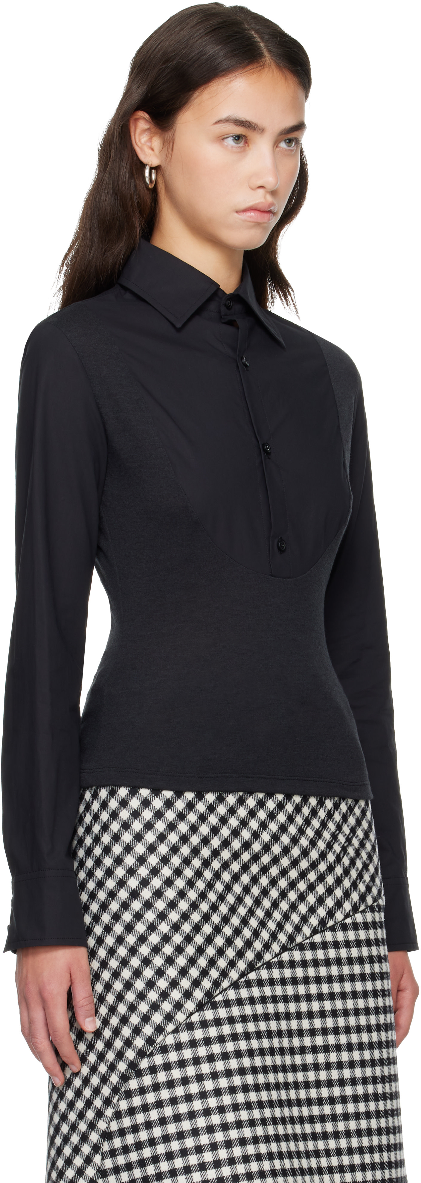 Jean Paul Gaultier: Black Bi Material Shirt | SSENSE