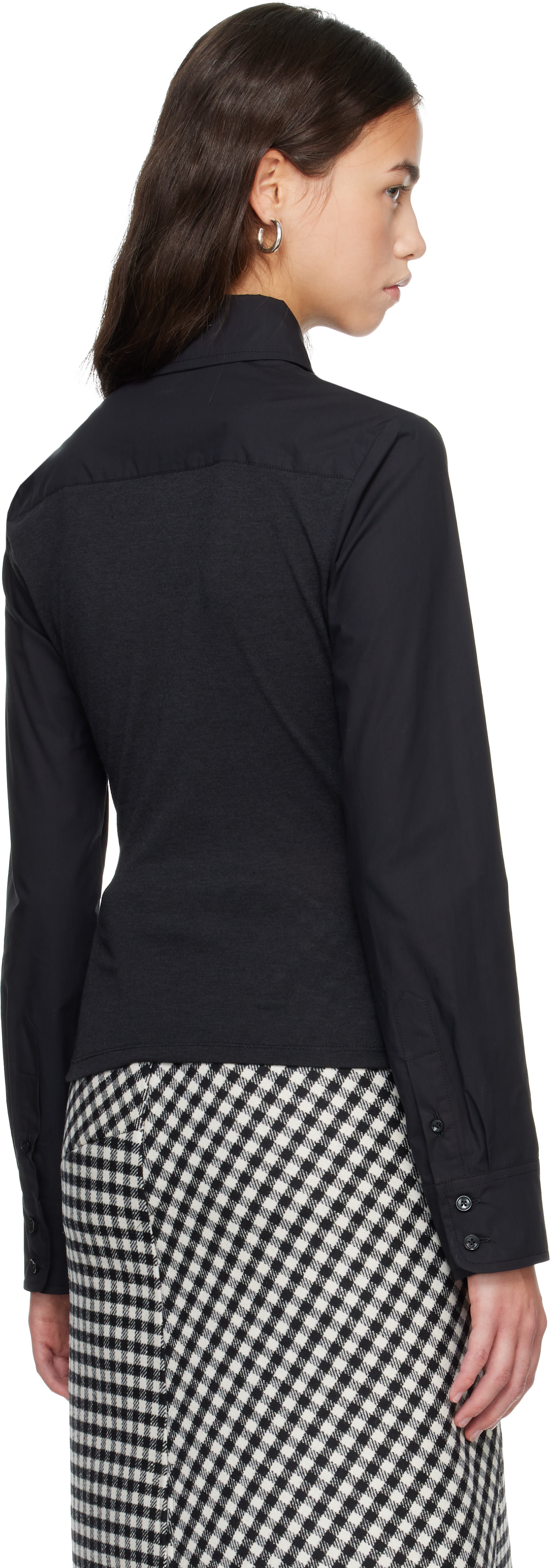 Jean Paul Gaultier: Black Bi Material Shirt | SSENSE