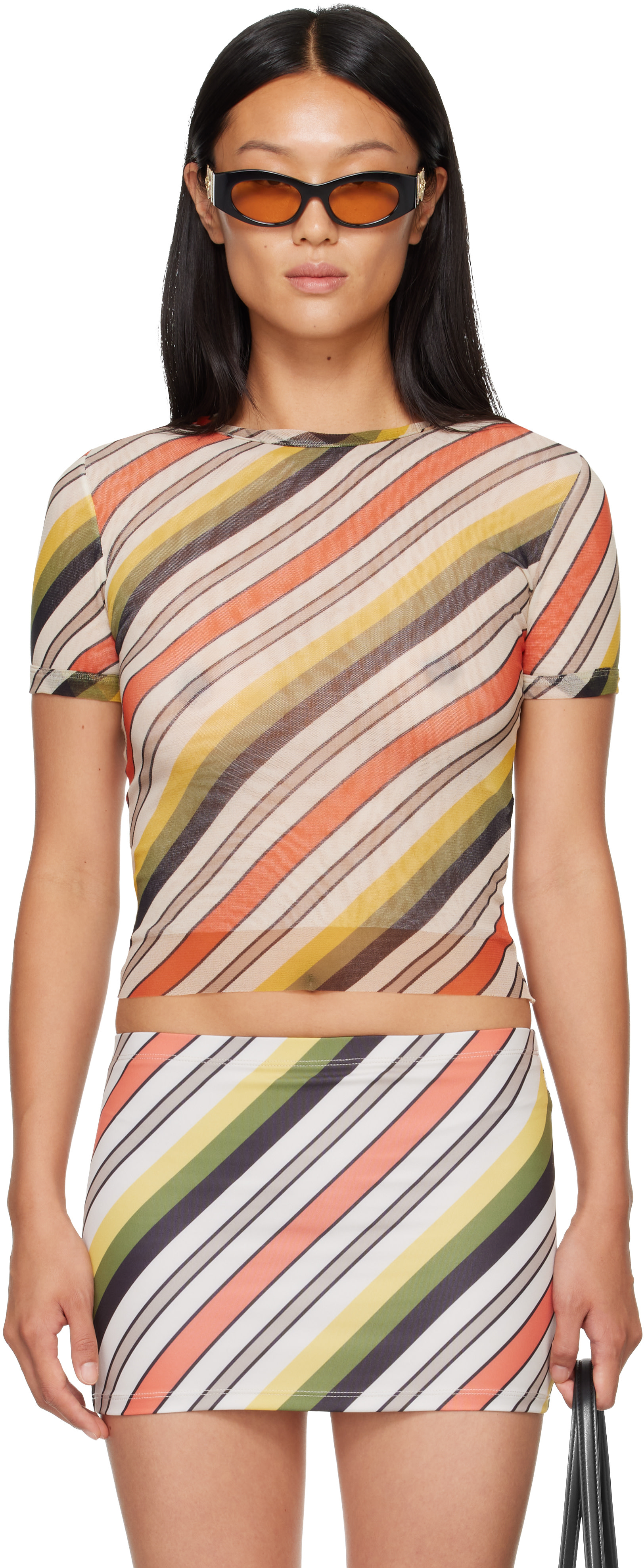 Jean Paul Gaultier: Multicolor 'The Retro Stripe' Baby T-shirt