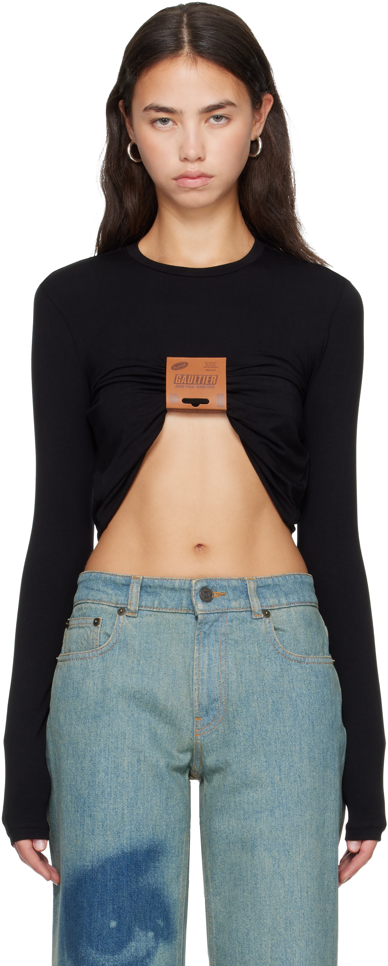 トップス Jean Paul Gaultier/Shirt Jean Paul Gaultier: Black 'The Label' T-shirt | SSENSE