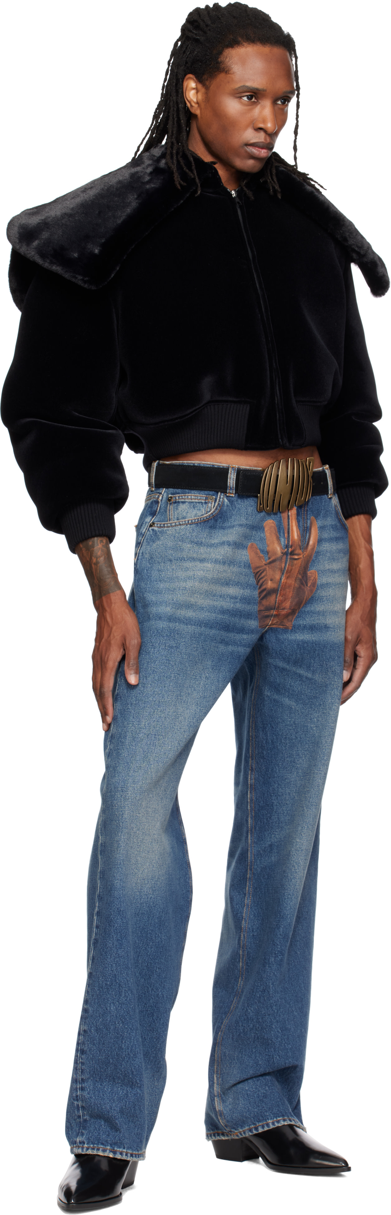 Jean Paul Gaultier: ブラック 'Junior' スエード ベルト | SSENSE 日本