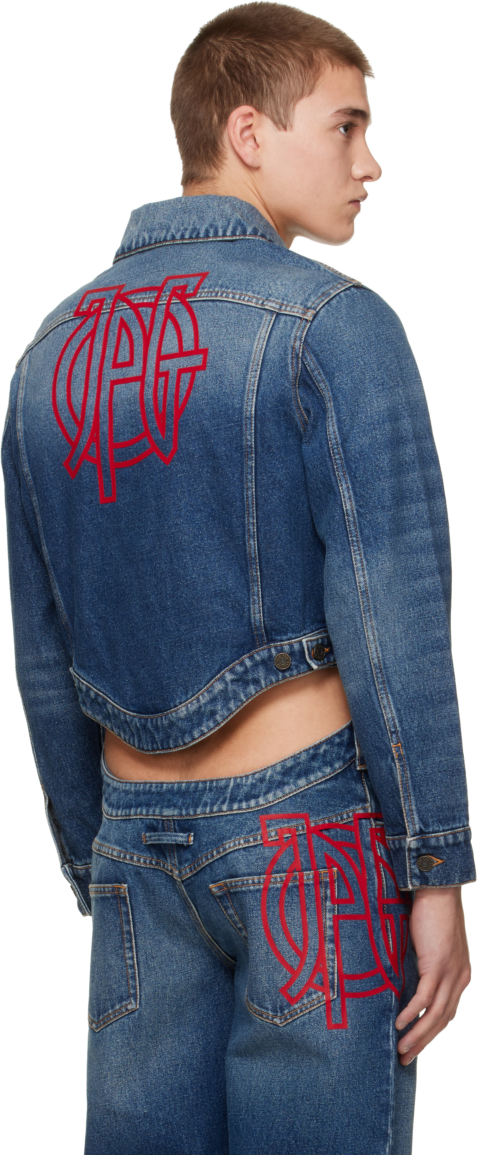 Jean Paul Gaultier: ブルー 'The JPG Curved' デニムジャケット