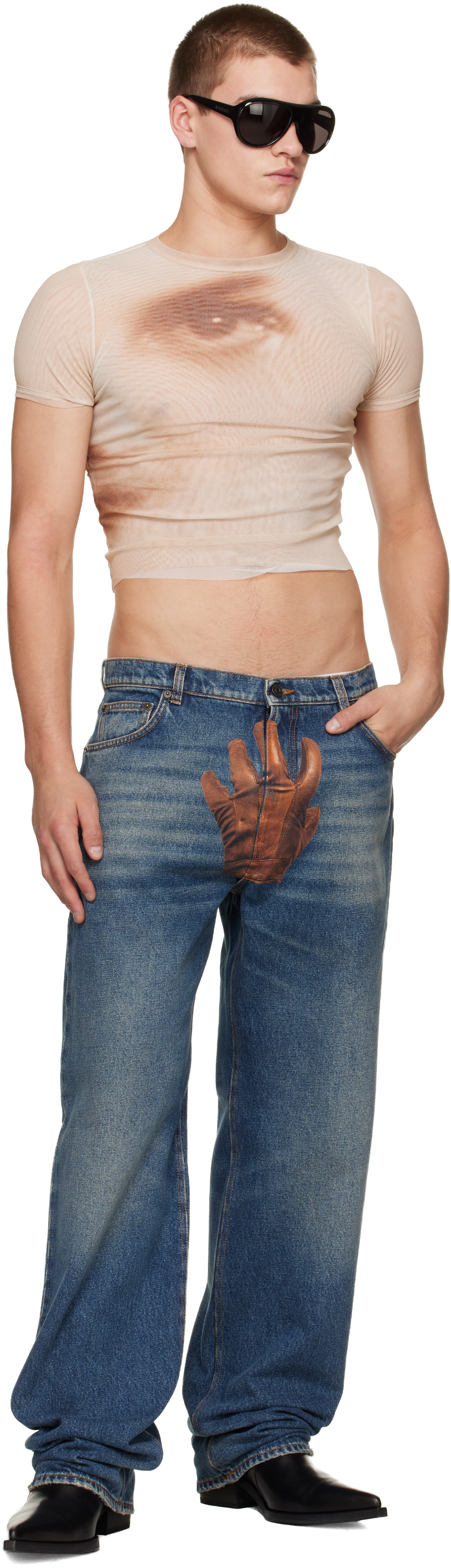 Jean Paul Gaultier: Blue 'The Glove' Denim Jeans | SSENSE